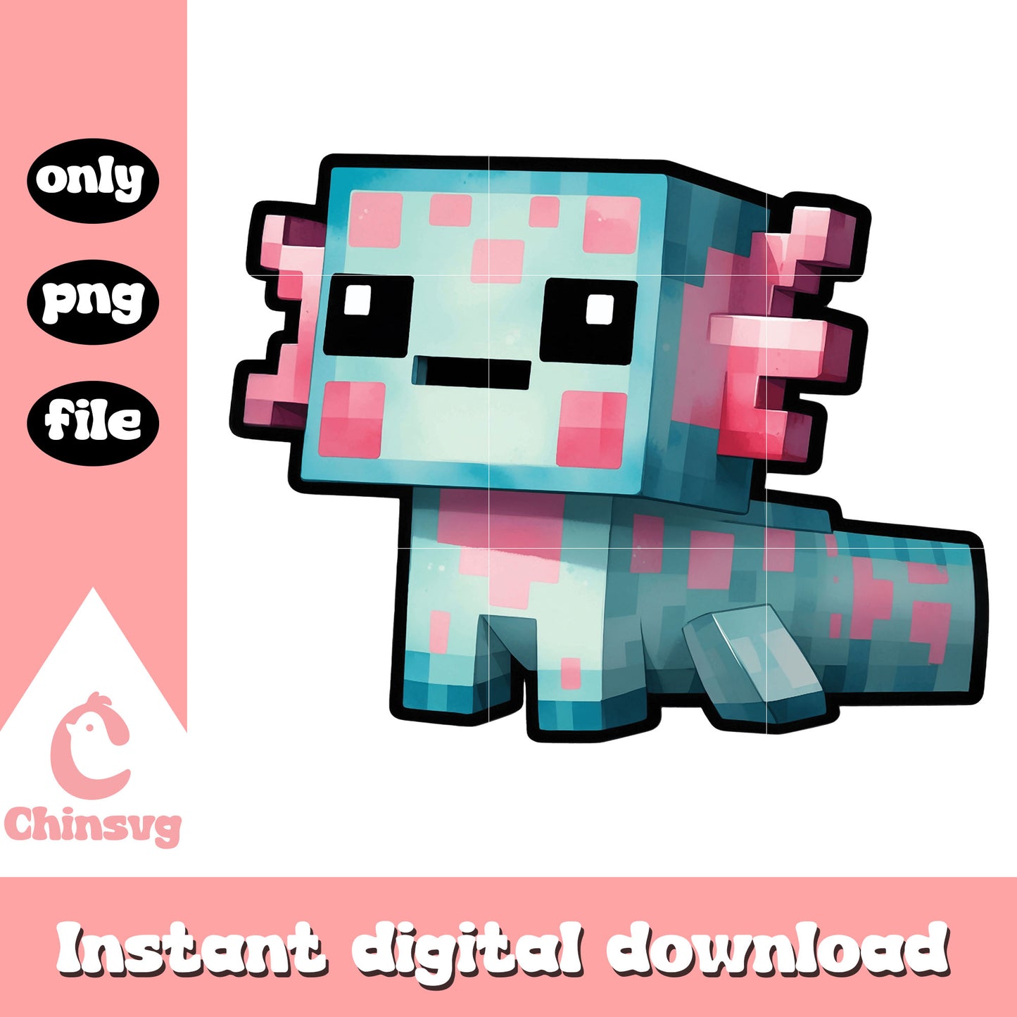 Minecraft axolotl character png, axolotl minecraft png