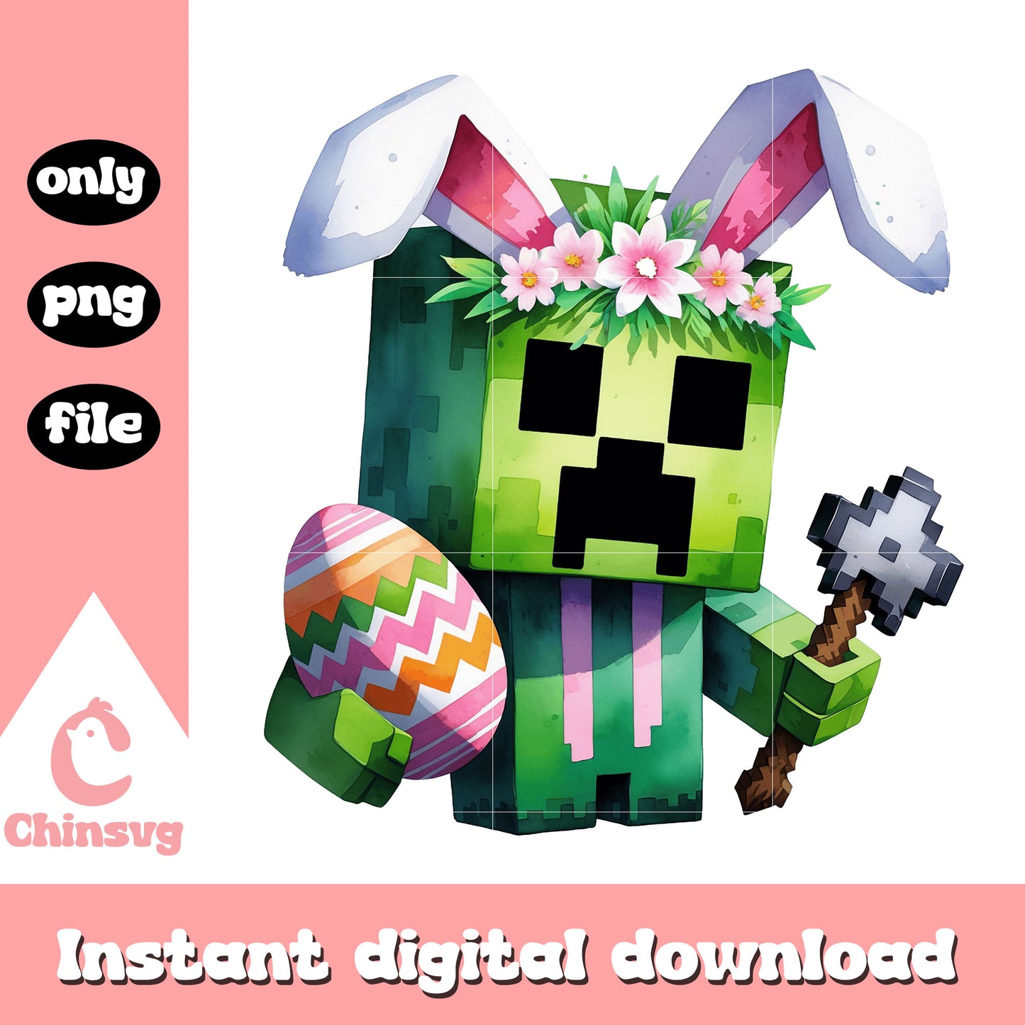 Minecraft bunny creeper design png, creeper minecraft png