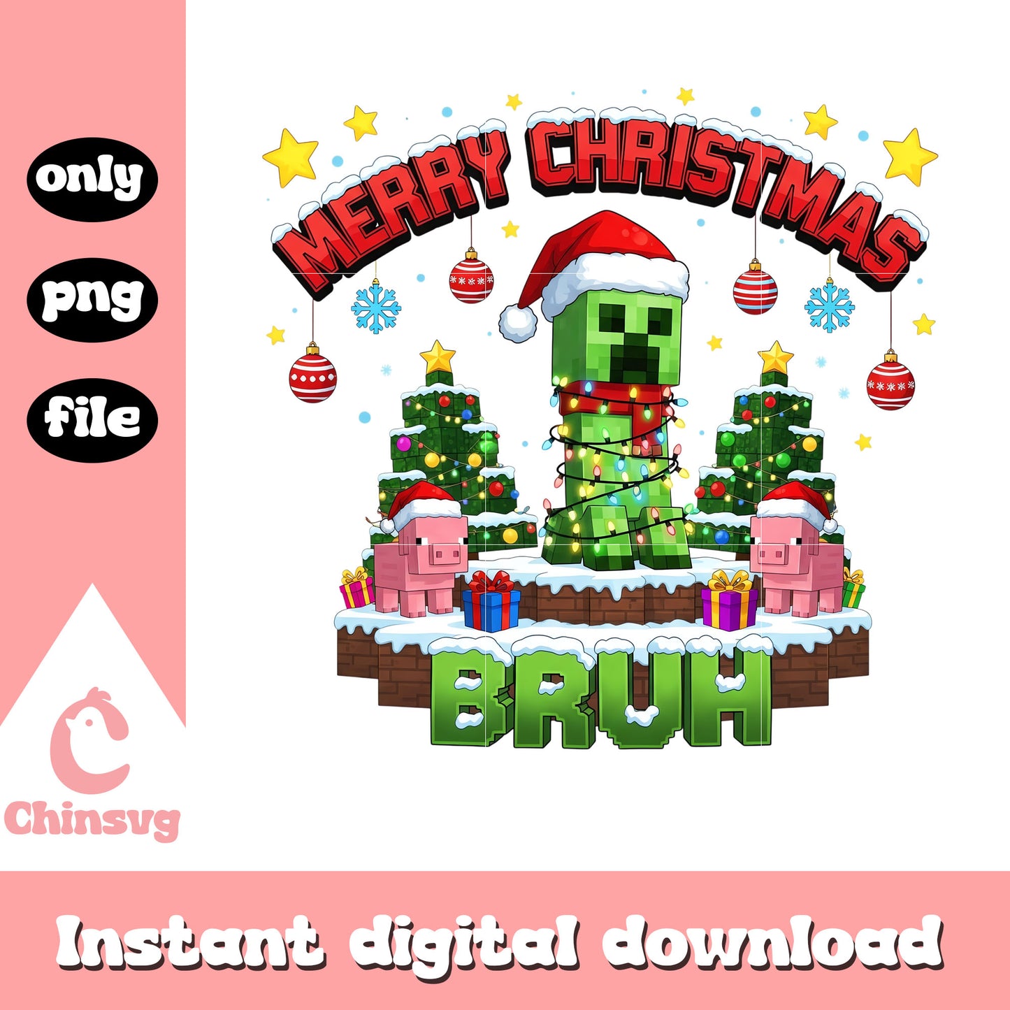 Minecraft creeper merry christmas bruh png, christmas day png