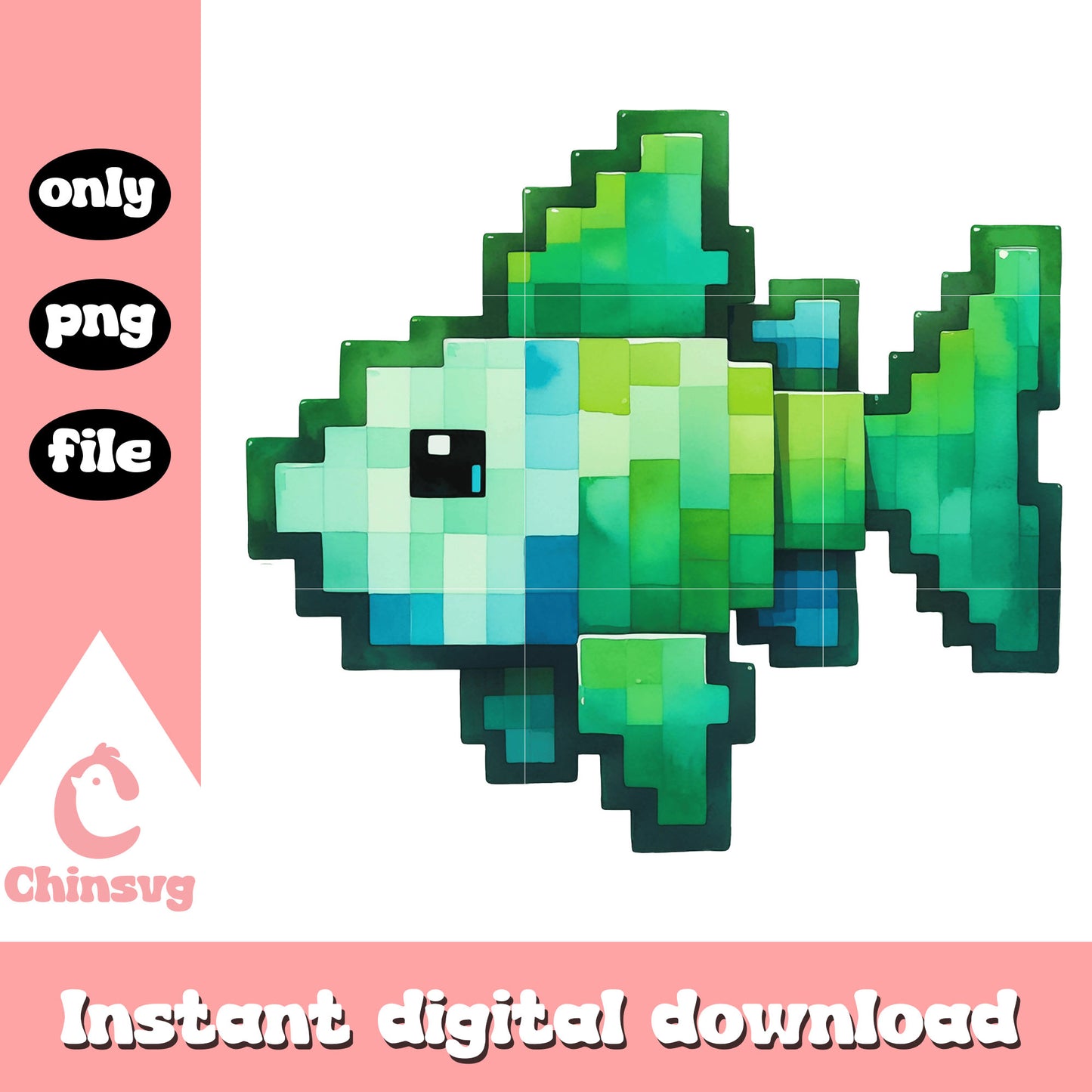 Minecraft green fish design png, minecraft fish png, minecraft png