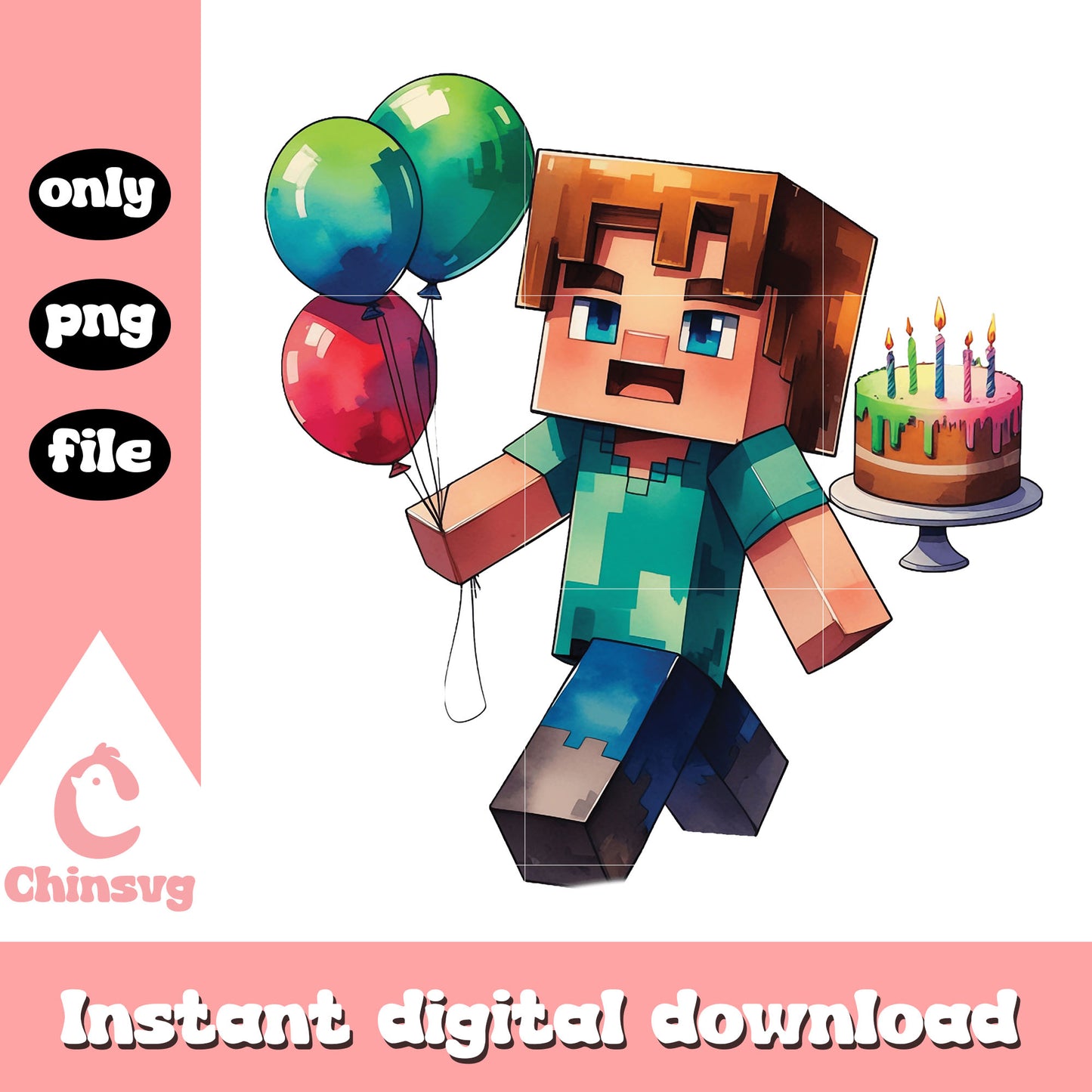 Minecraft steve happy birthday png, minecraft birthday png