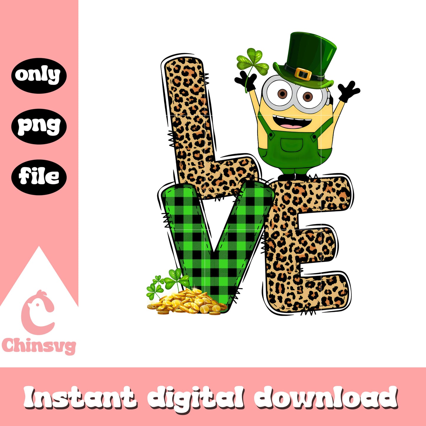 Minion love patrick day png, happy saint patricks day png