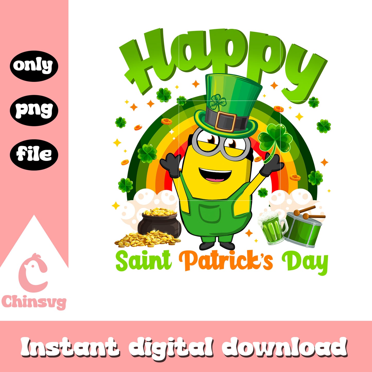 Minions happy Patrick's day png, minions cartoon png, st patricks day png