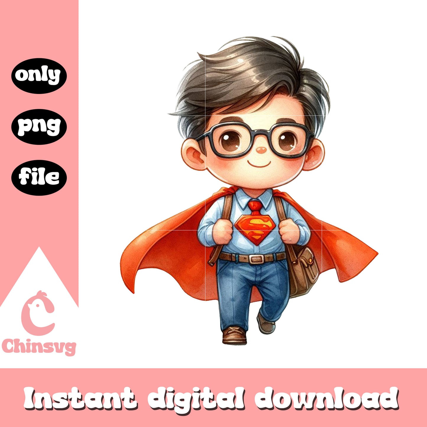 Mini superman school day design png, magic school png