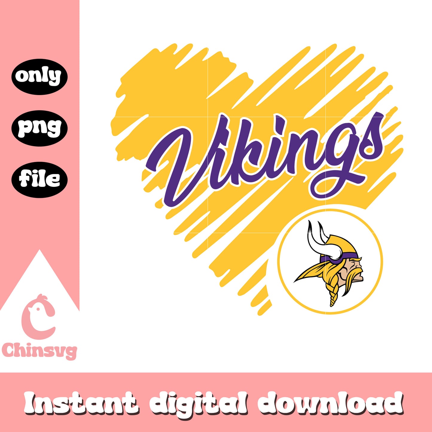 Minnesota vikings heart shaped football logo svg, minnesota vikings sticker svg