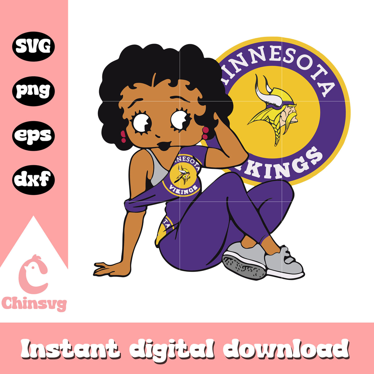 Minnesota vikings nfl betty boop logo svg, nfl mv svg