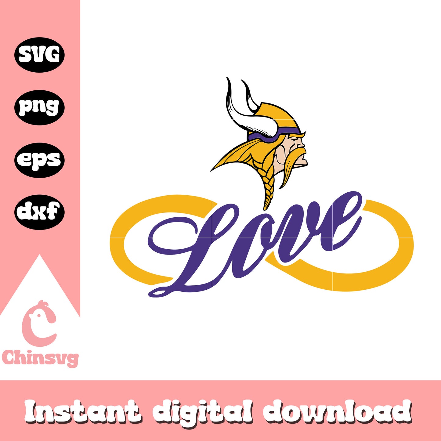 Minnesota vikings nfl love svg, minnesota vikings logo history svg