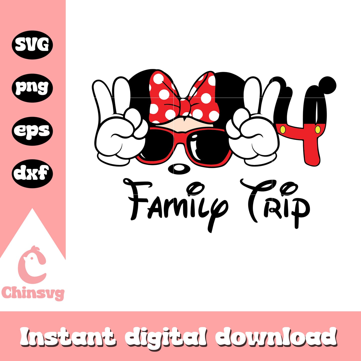 Minnie 2024 family trip design svg, minnie mouse face svg