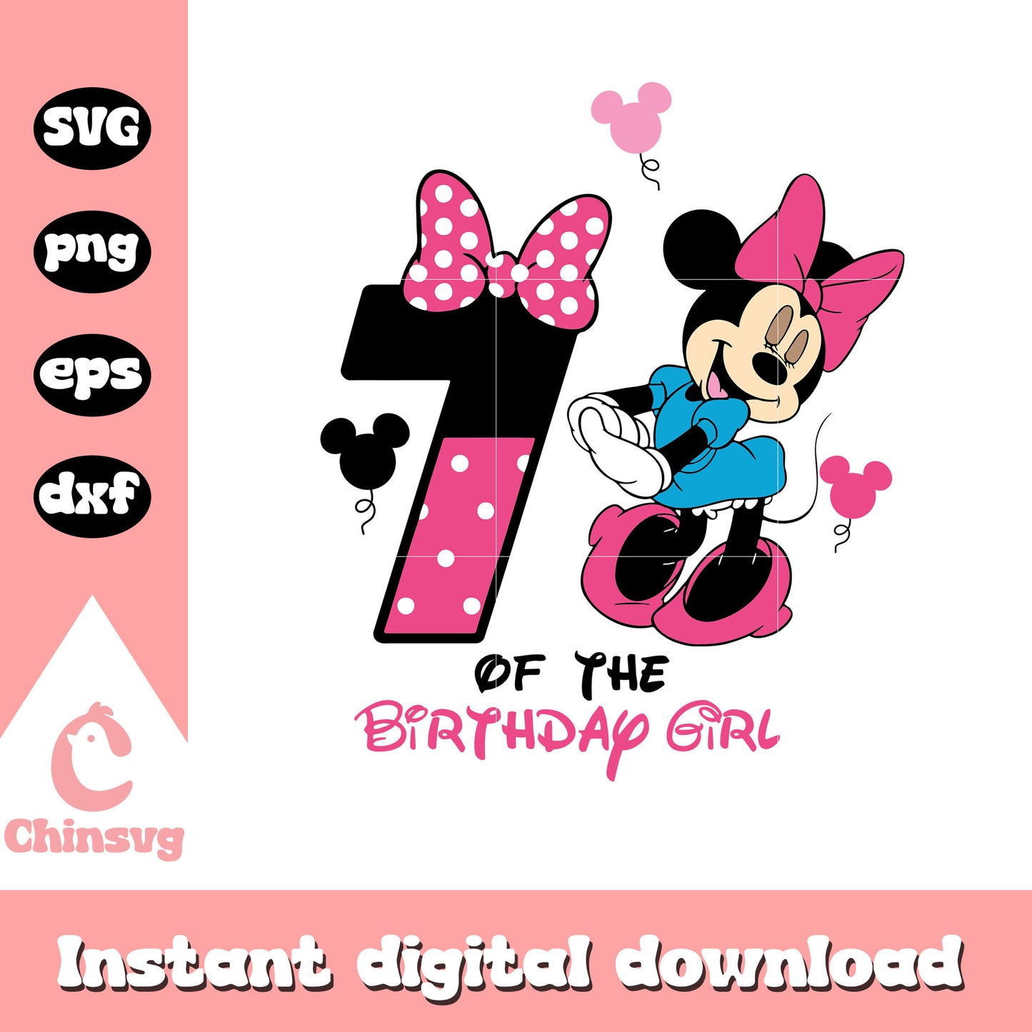 Minnie 7th of the birthday girl svg, minnie mouse happy birthday svg
