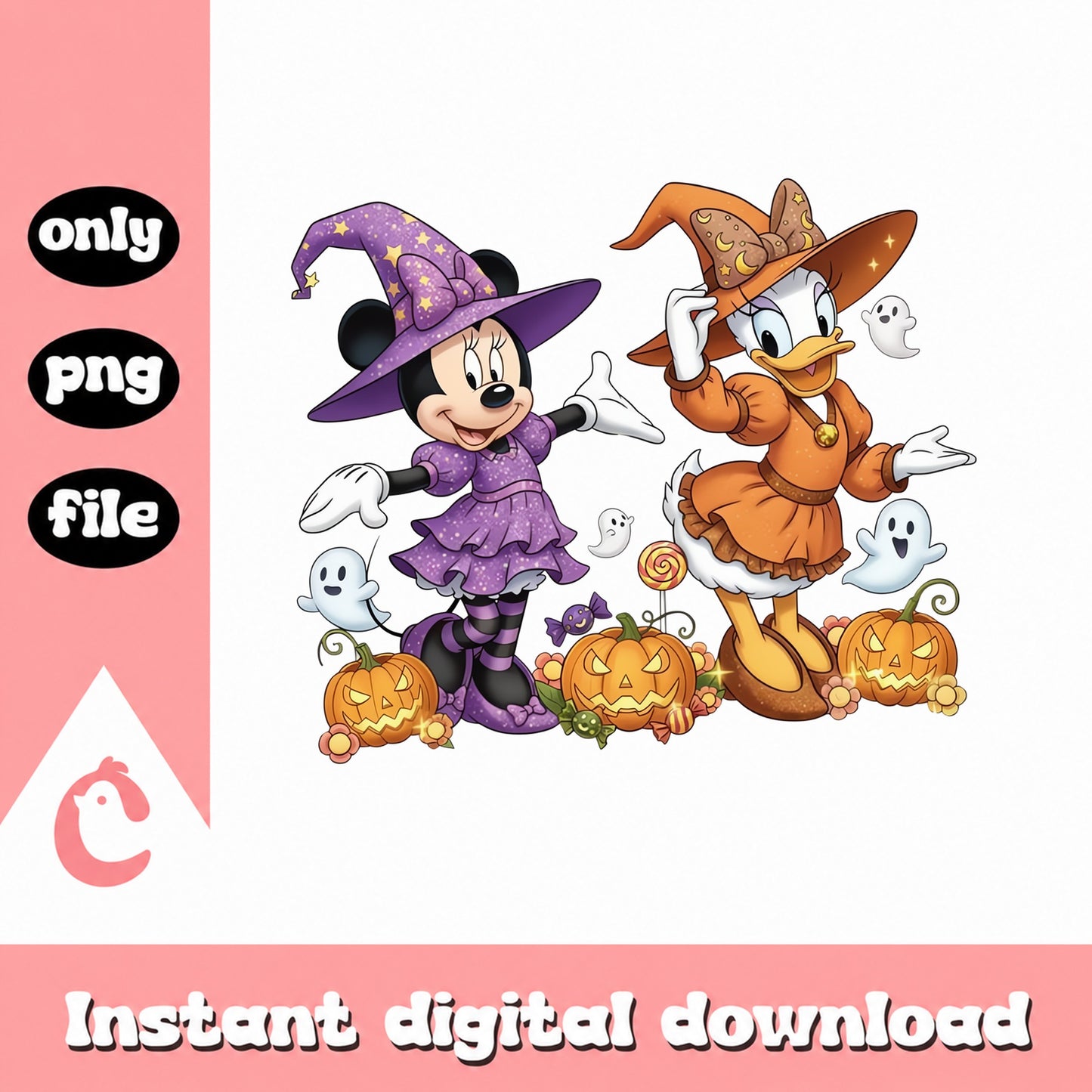 Minnie And Daisy Halloween PNG, Disney Halloween, Witch PNG