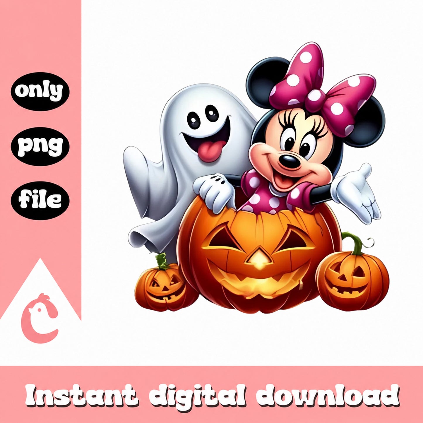Minnie Mouse Halloween PNG, Disney Ghost Pumpkin PNG, Halloween PNG
