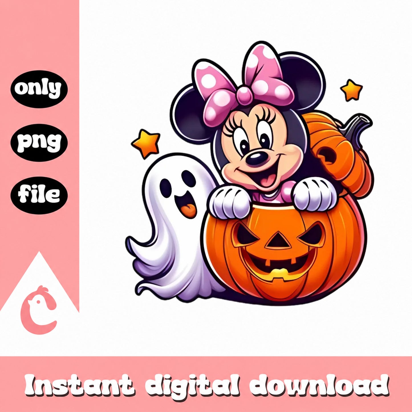 Minnie Mouse Halloween PNG, Disney Halloween PNG, Pumpkin Ghost PNG