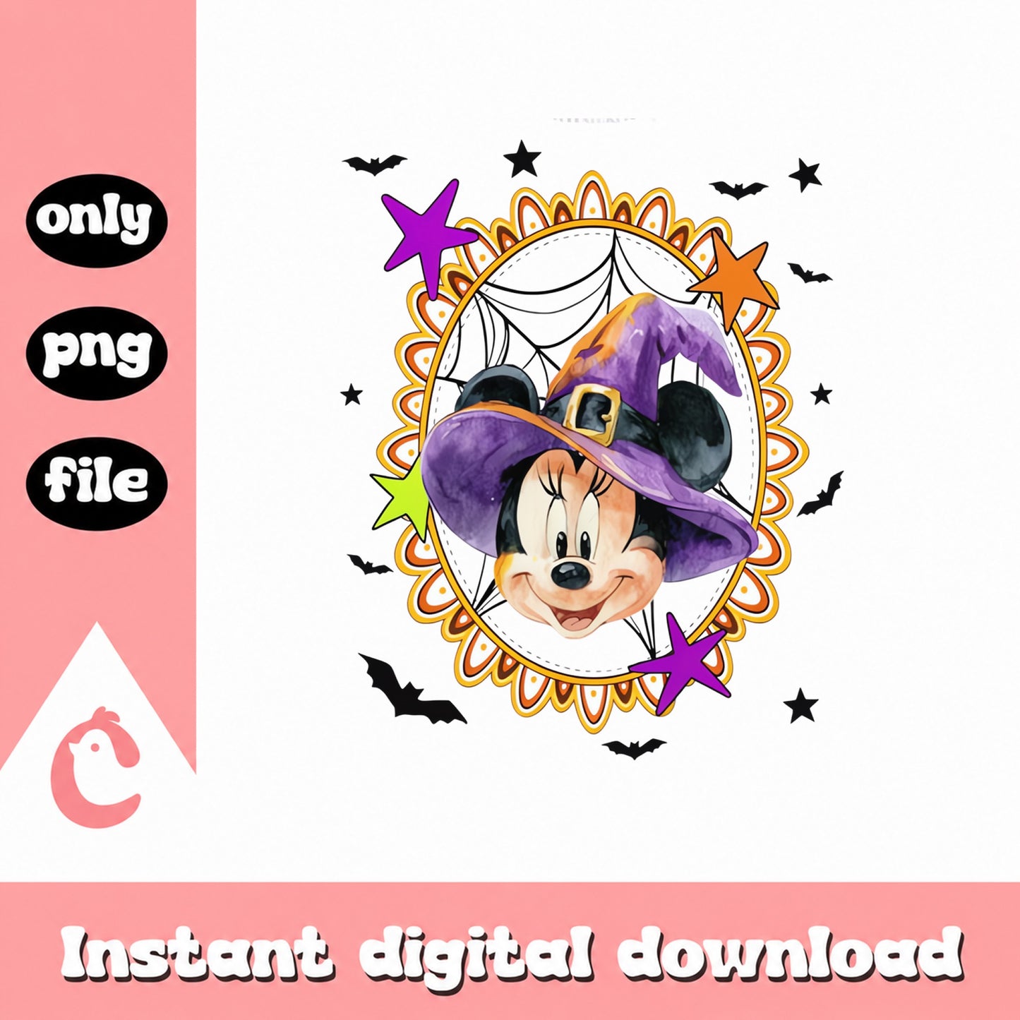 Minnie Mouse Halloween PNG, Witch Minnie Disney Clipart, PNG File