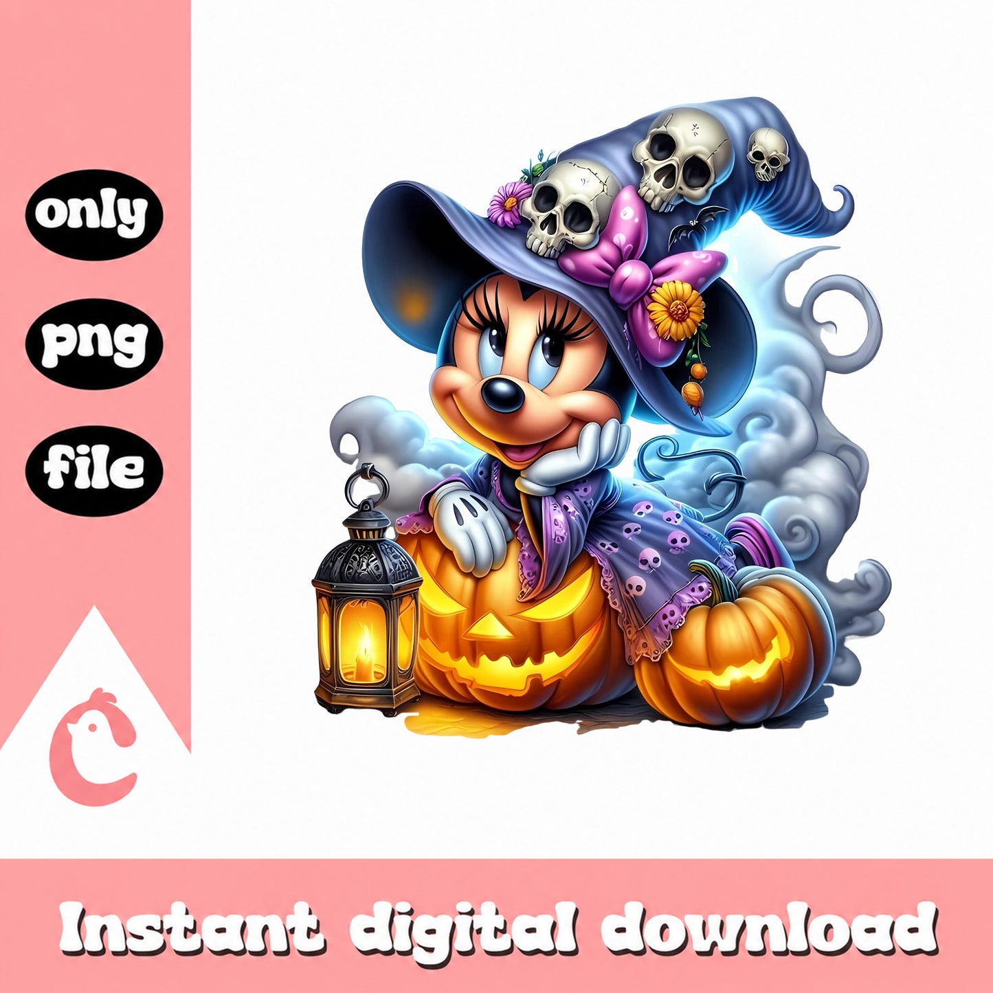 Minnie Mouse Halloween Witch PNG, Disney Halloween PNG, Pumpkin PNG