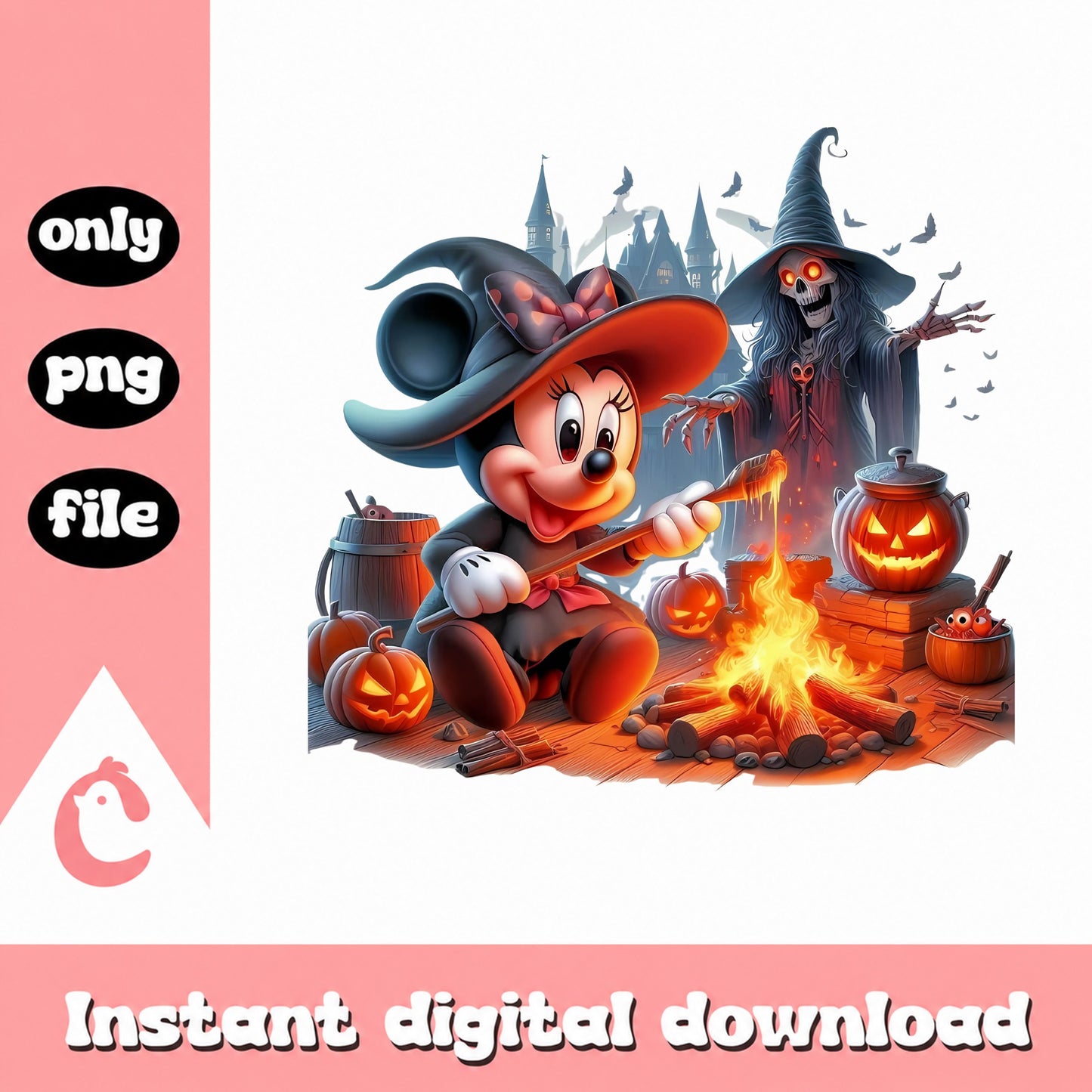 Minnie Mouse Halloween Witch PNG, Disney Halloween PNG, Spooky Mouse PNG