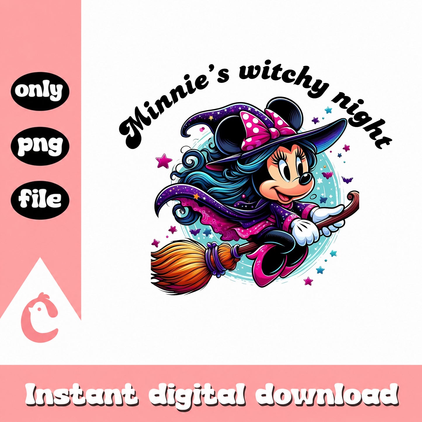 Minnie Mouse Witch Halloween PNG, Disney Halloween PNG, Witchy Night PNG