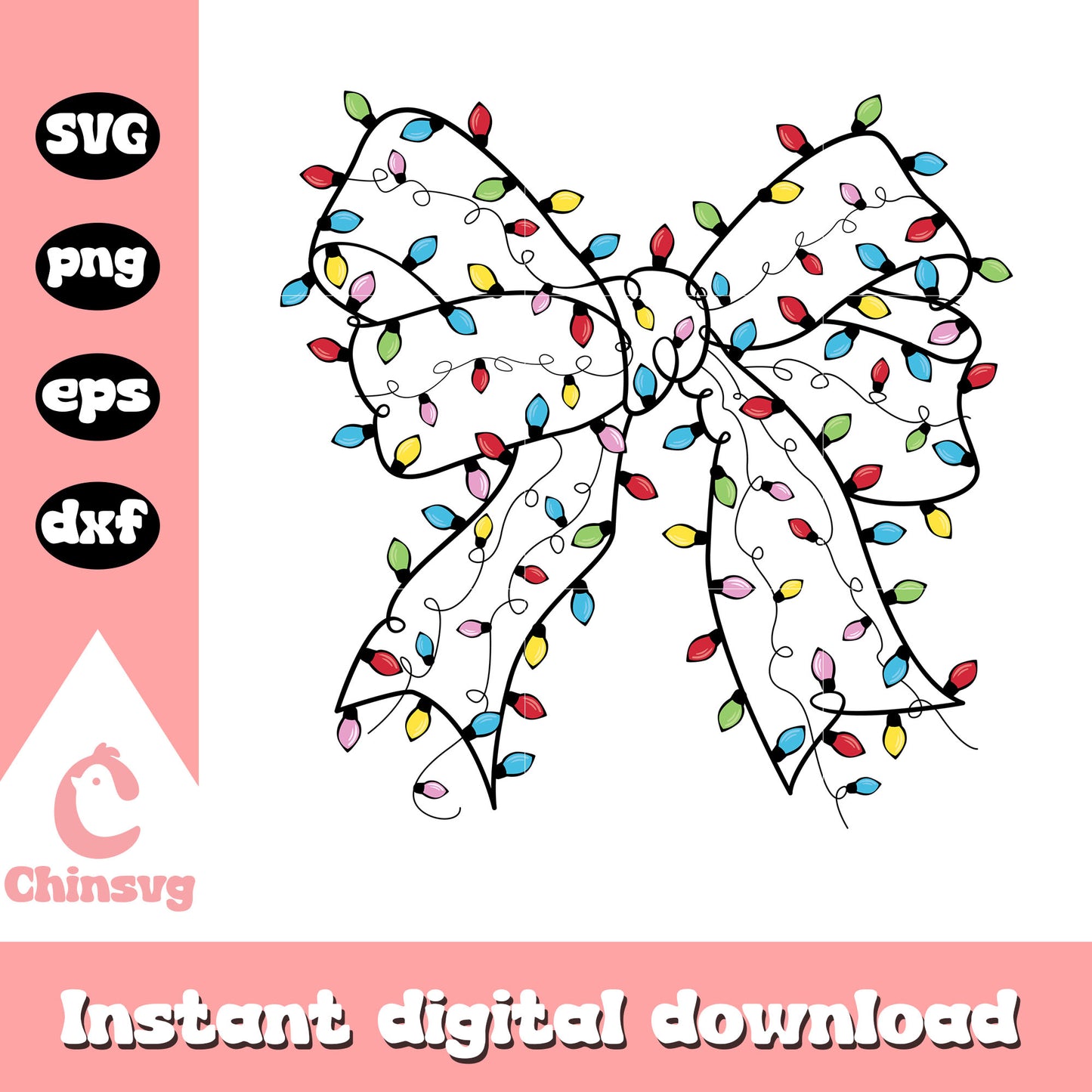 Minnie bow tie light christmas svg, disney christmas svg