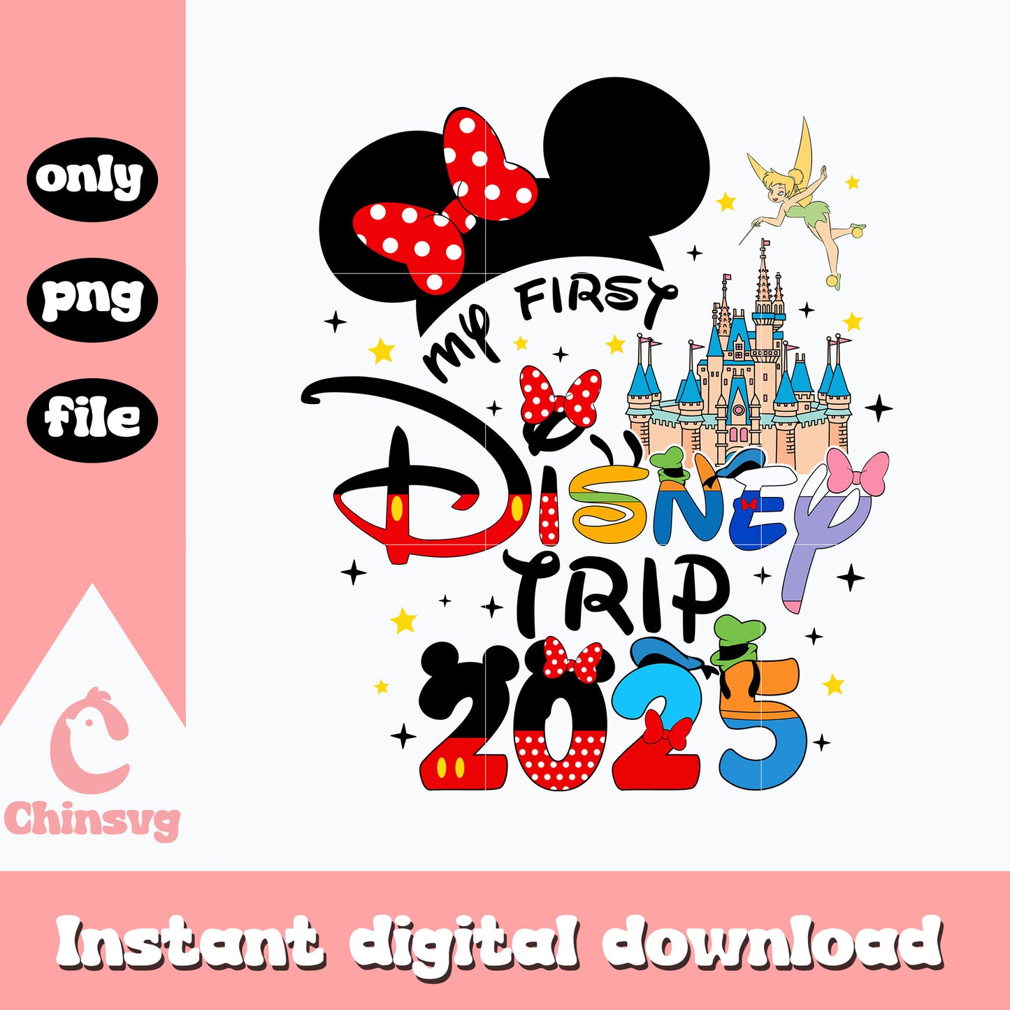 Minnie ears first disney trip 2025 png, disney trip 2025 png