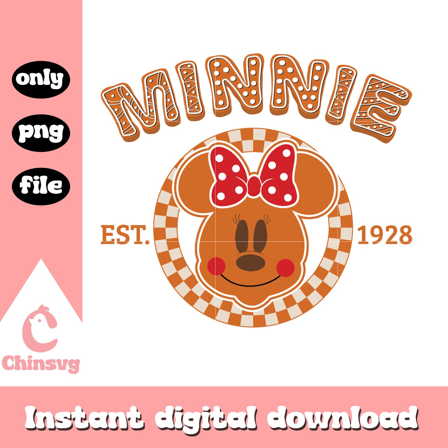 Minnie est 1928 gingerbread christmas png, gingerbread minnie mouse png