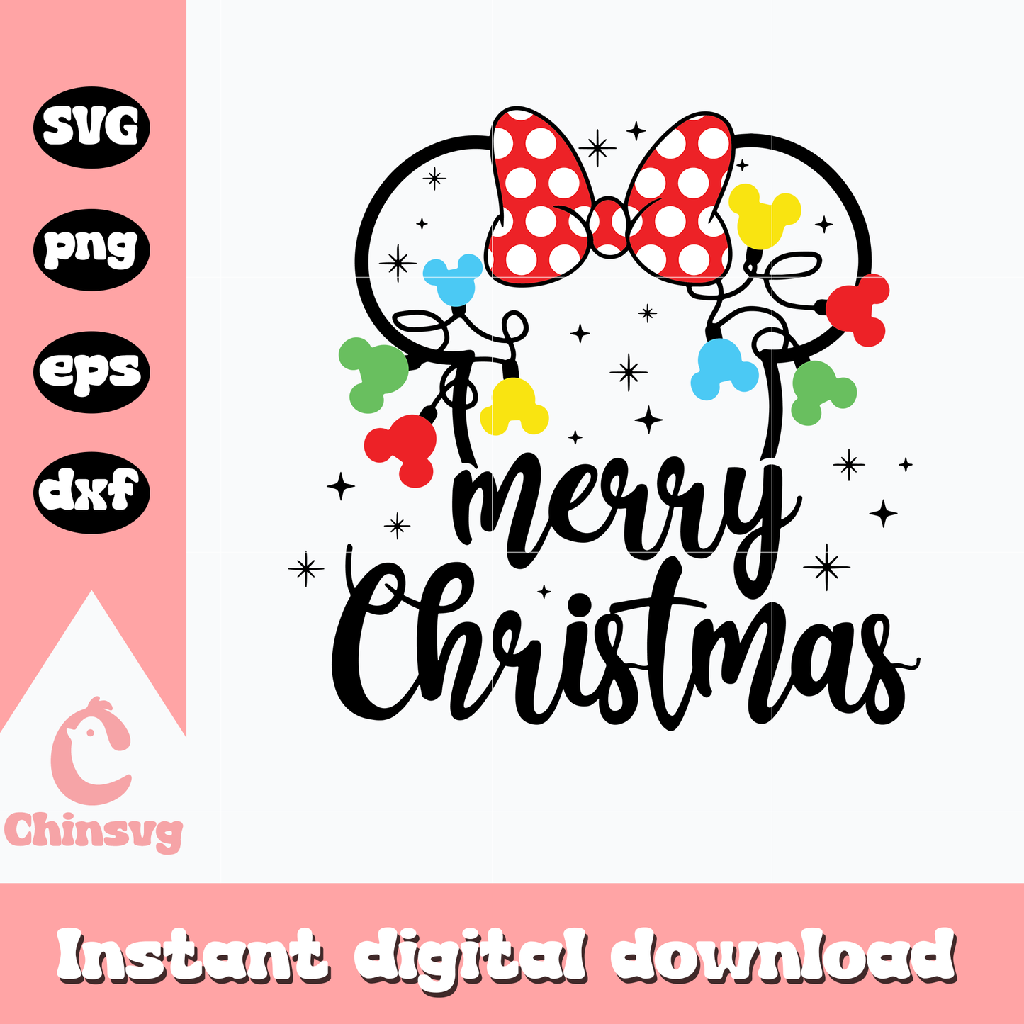 Minnie head merry christmas svg, minnie mouse christmas svg