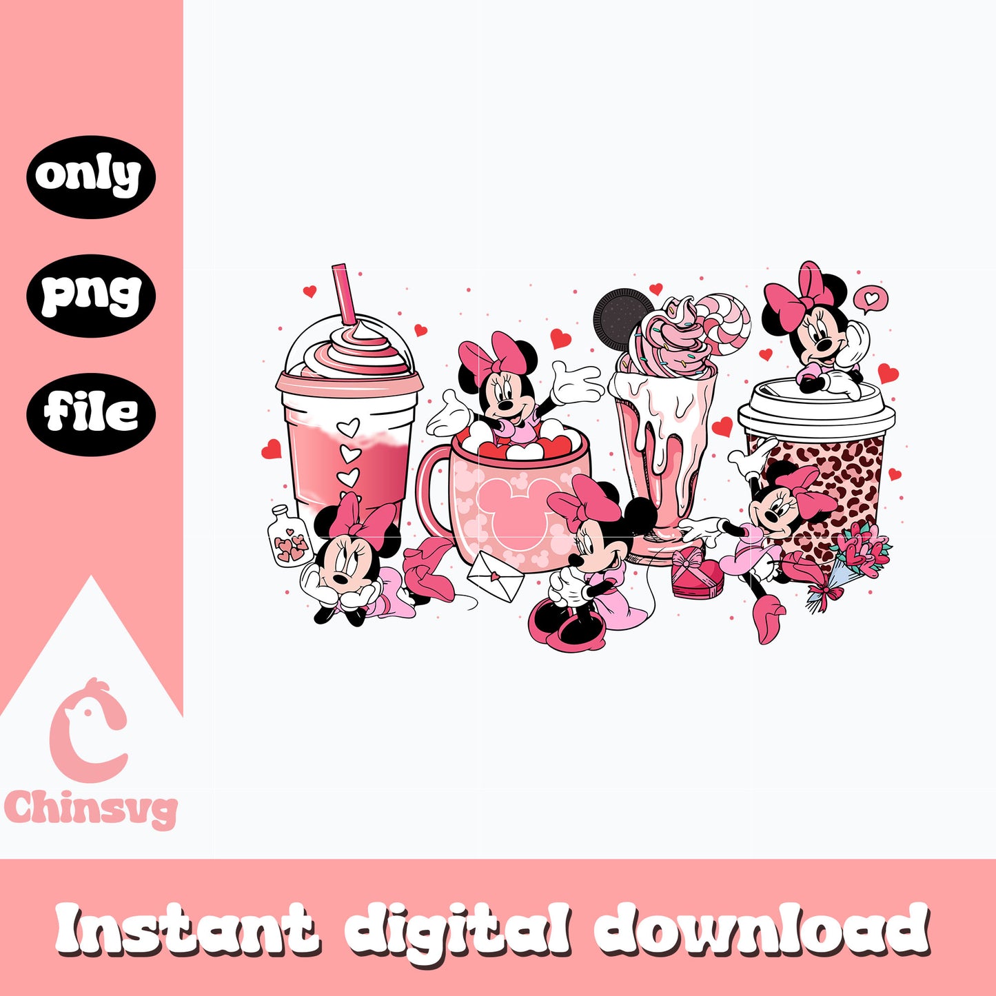 Minnie mouse cup tea png, Minnie mouse png, valentine png