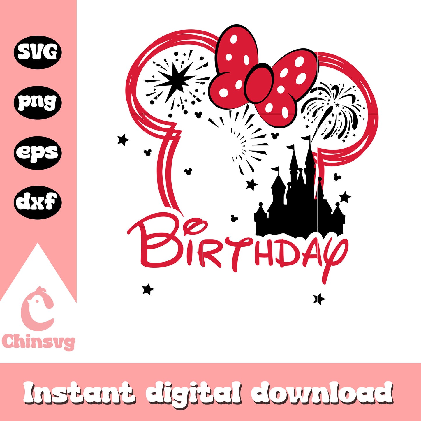 Minnie mouse ears castle birthday black svg, minnie mouse head svg