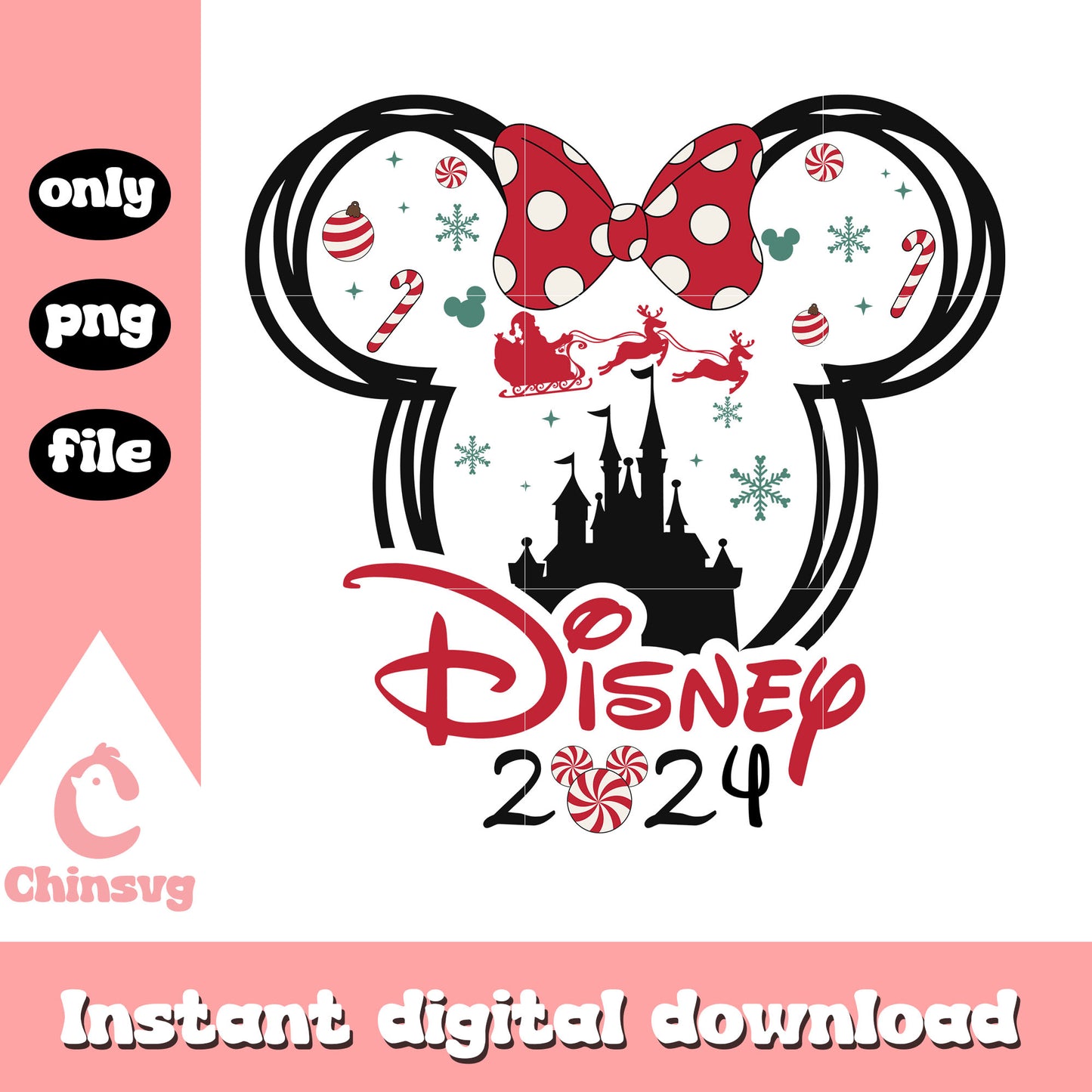 Minnie mouse ears castle disney 2024 png, minnie christmas ears png