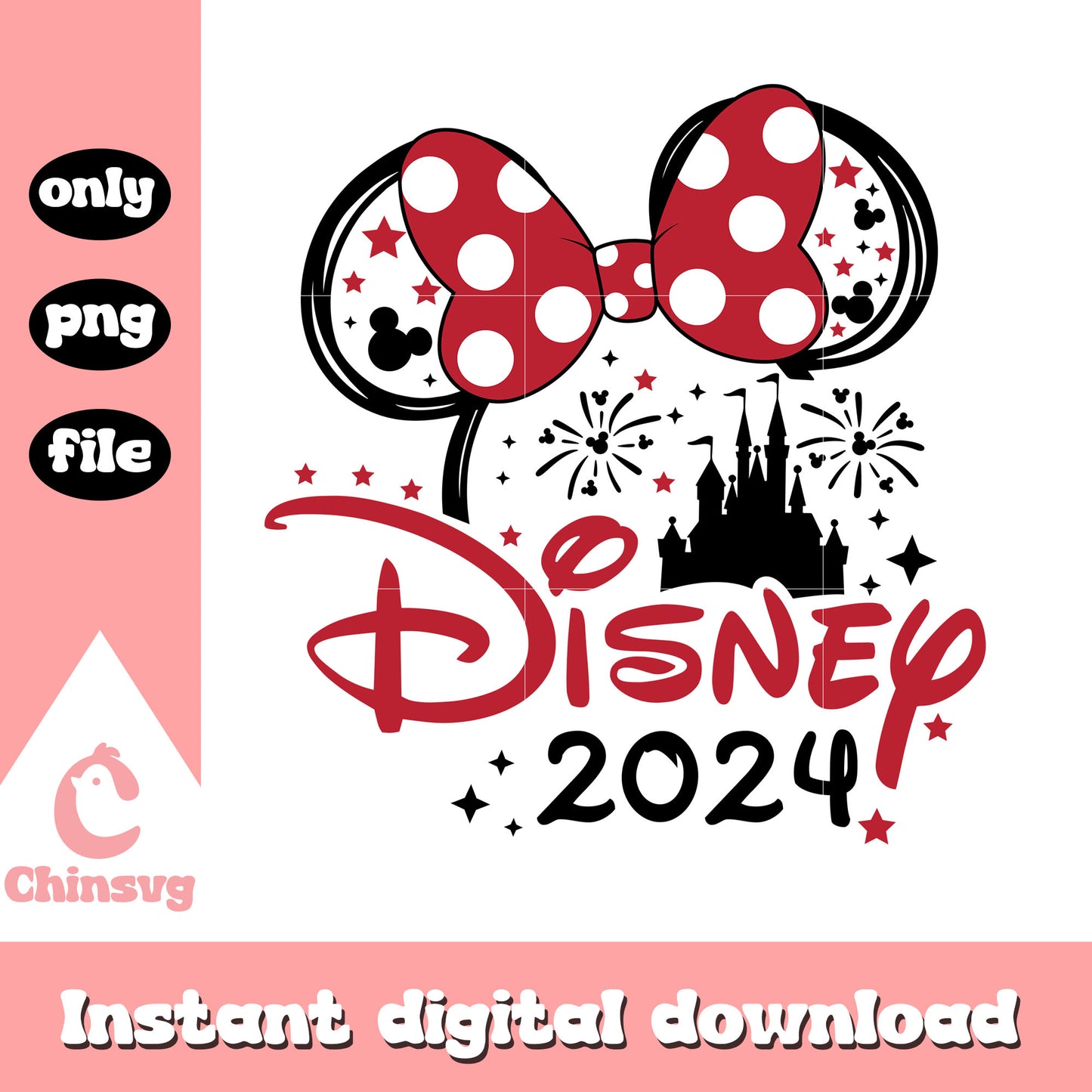 Minnie mouse ears disney 2024 christmas png, disney castle png