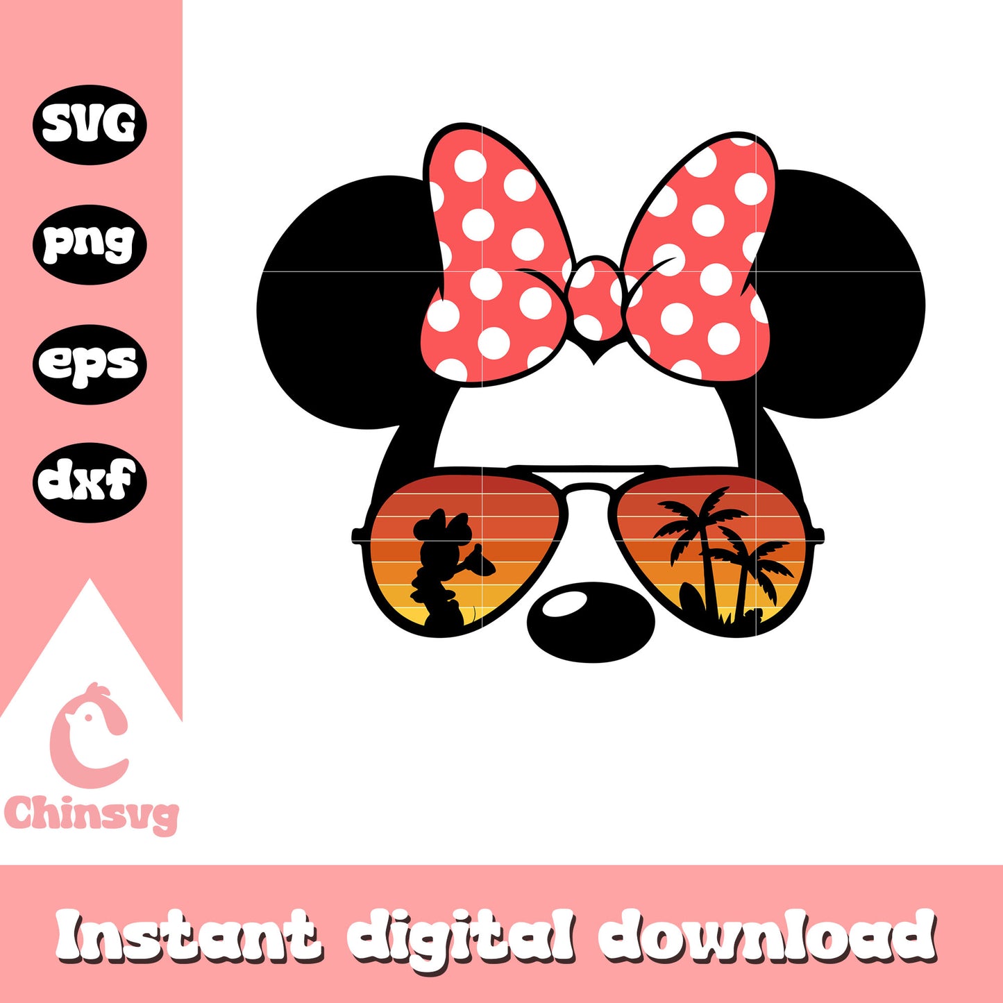 Minnie mouse ears glasses summer svg, minnie mouse summer svg