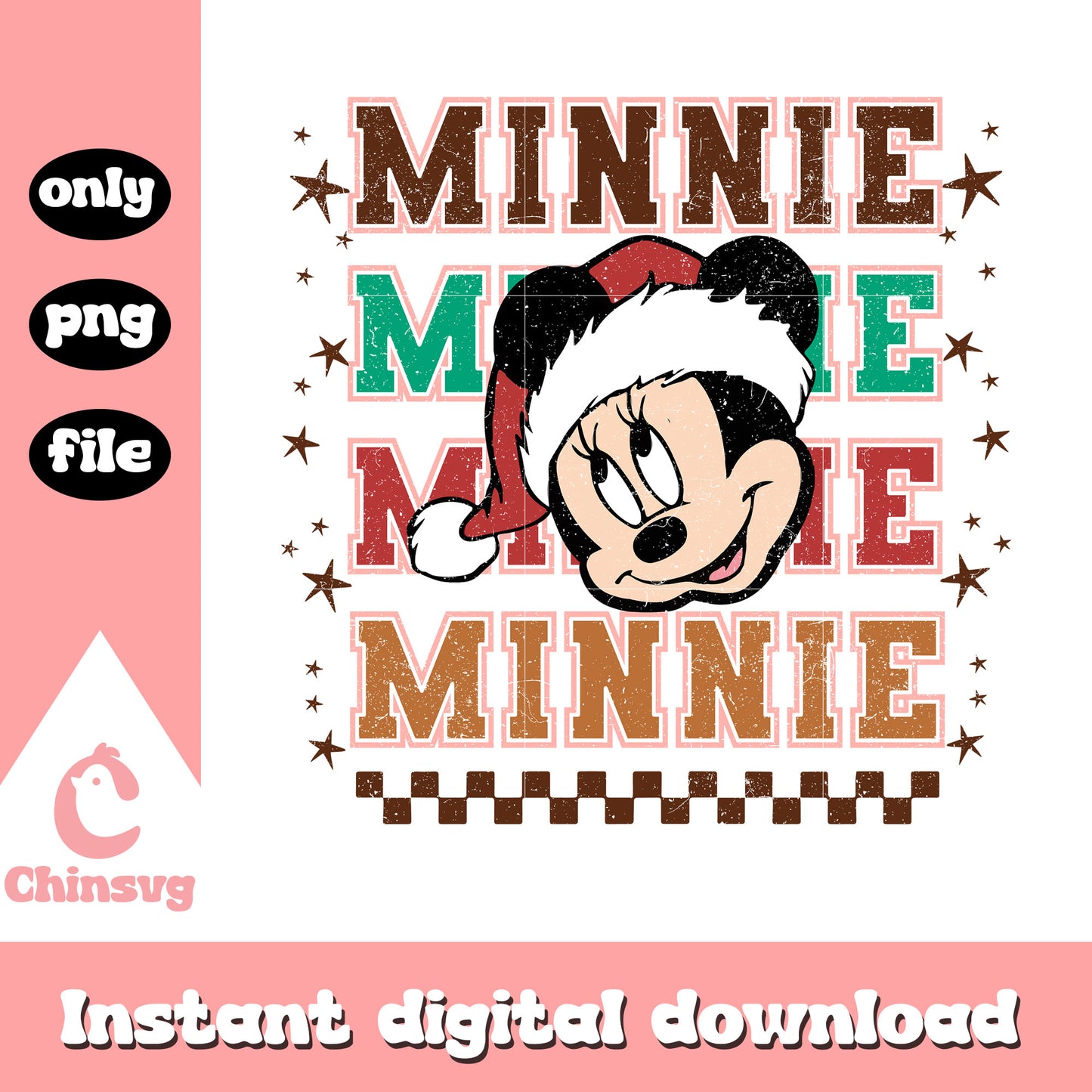 Minnie santa face christmas png, minnie mouse face png