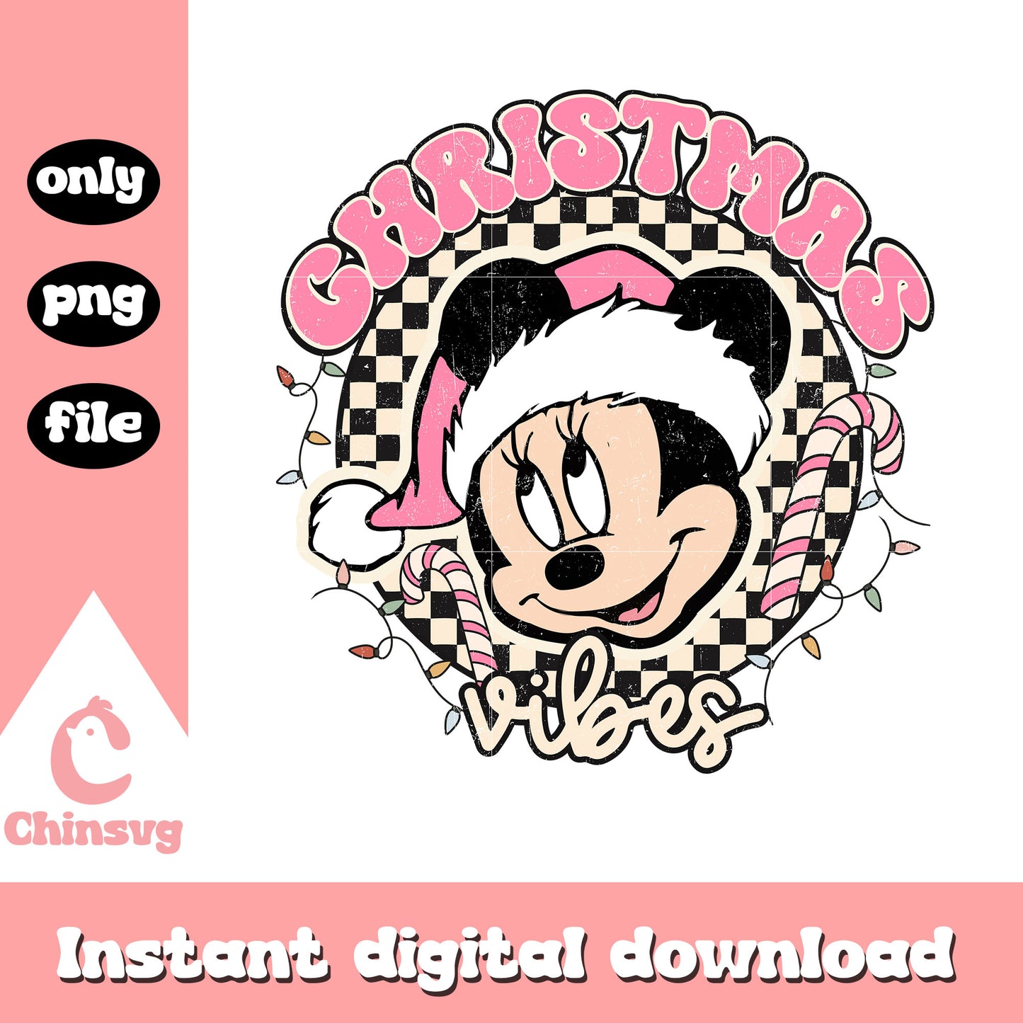 Minnie santa head christmas vibes pink png, minnie mouse head png