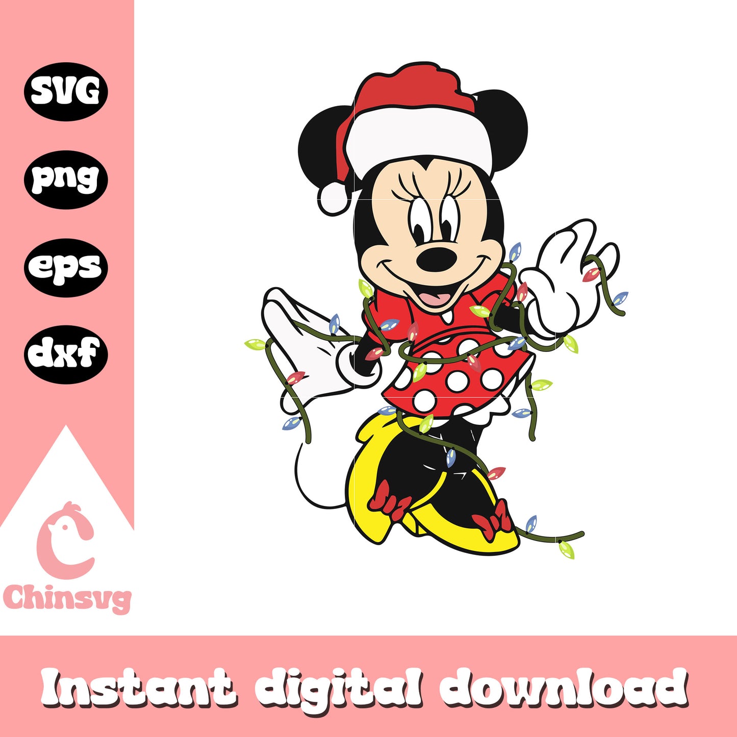 Minnie santa light christmas svg, christmas minnie mouse svg