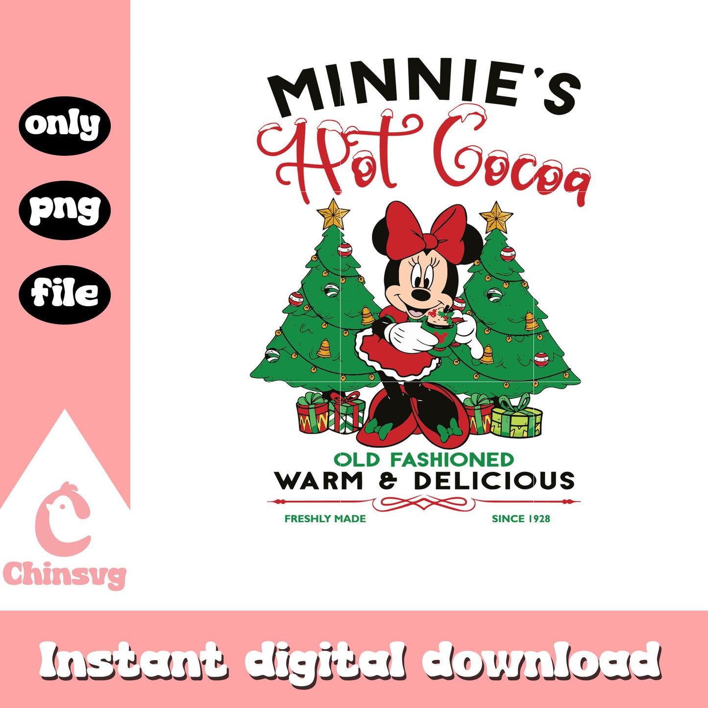 Minnie's hot cocoa christmas tree png, minnie christmas tree png