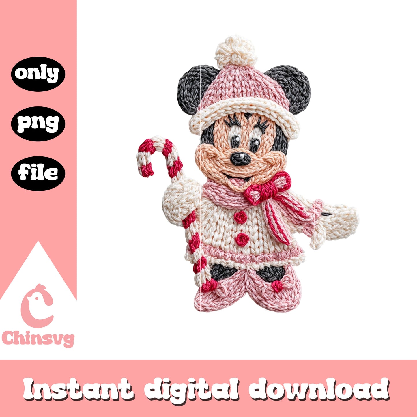 Minnie christmas dress yarn crochet png, disney christmas clothes png