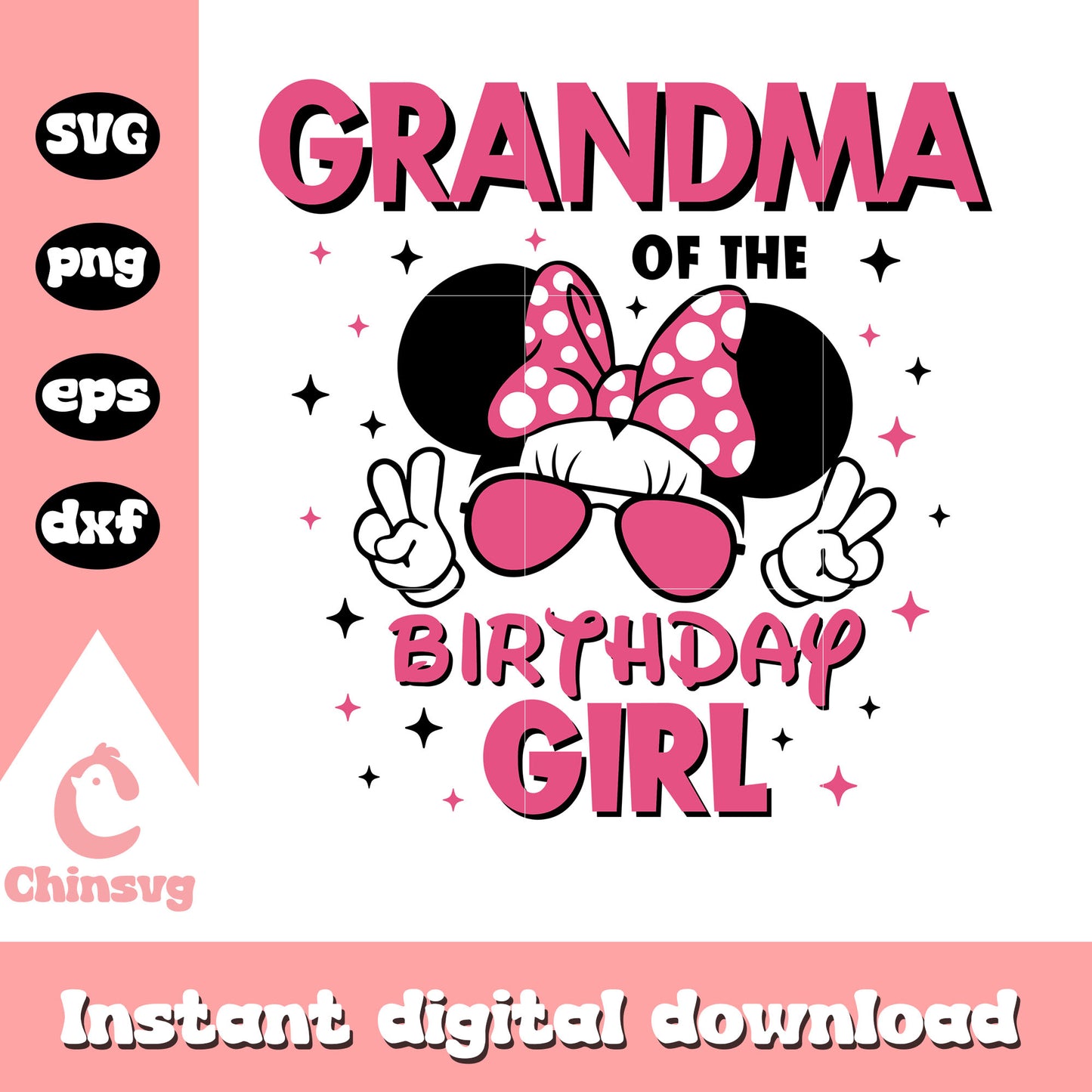 Minnie ears grandpa of the birthday girl svg, minnie mouse birthday svg