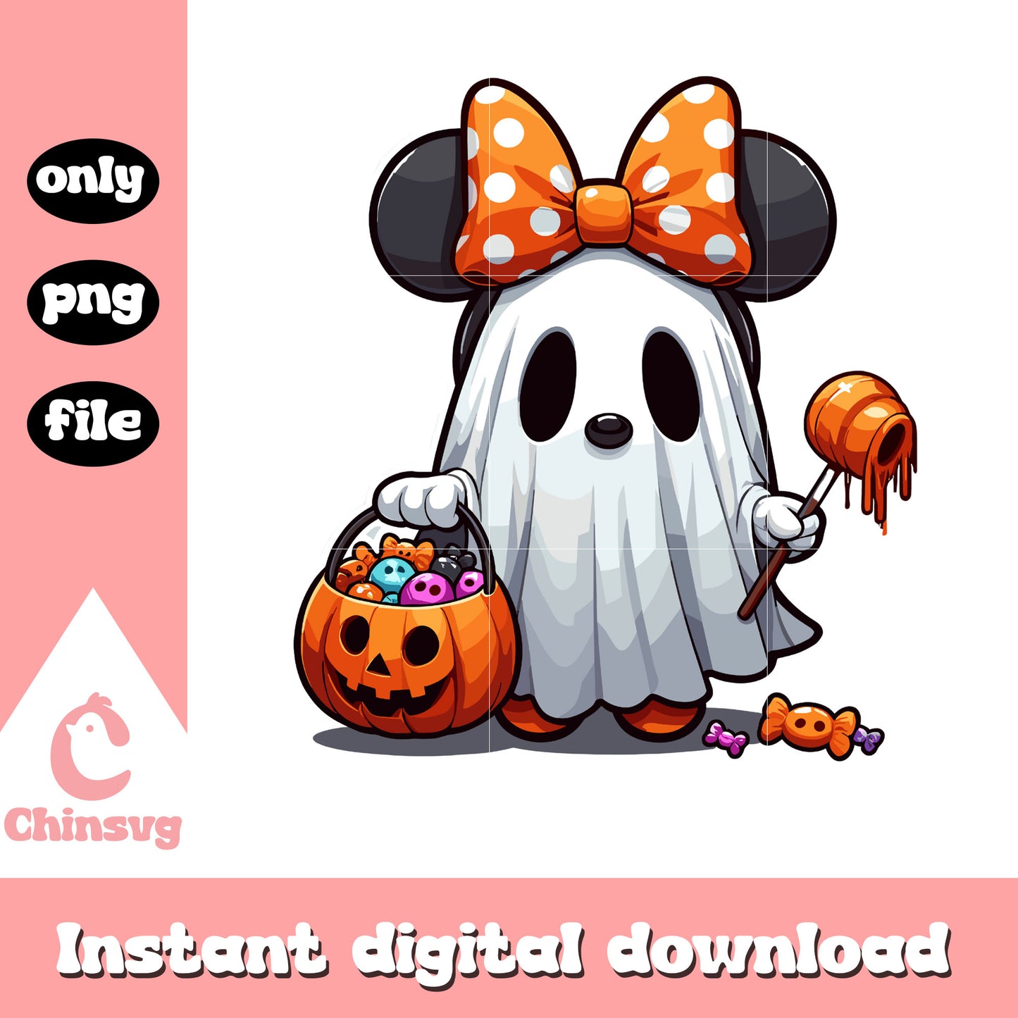 Minnie halloween ghost costume png, minnie mouse png