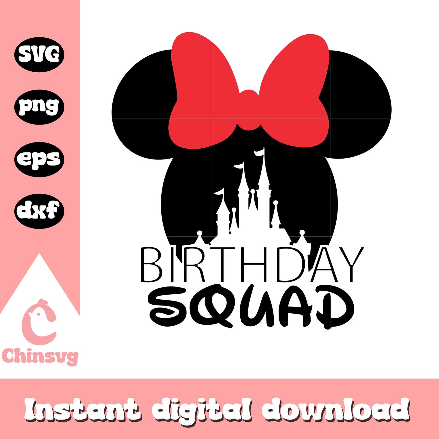 Minnie head castle birthday squad svg, disney castle svg