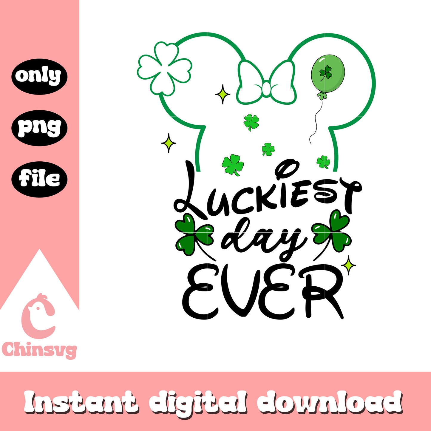 Minnie head costume luckies day ever png, patrick's day png