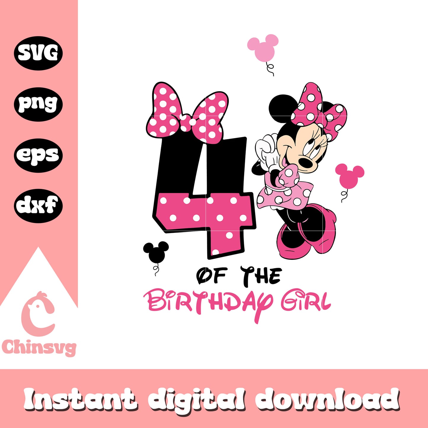 Minnie mouse 4th of the birthday girl svg, minnie mouse birthday svg