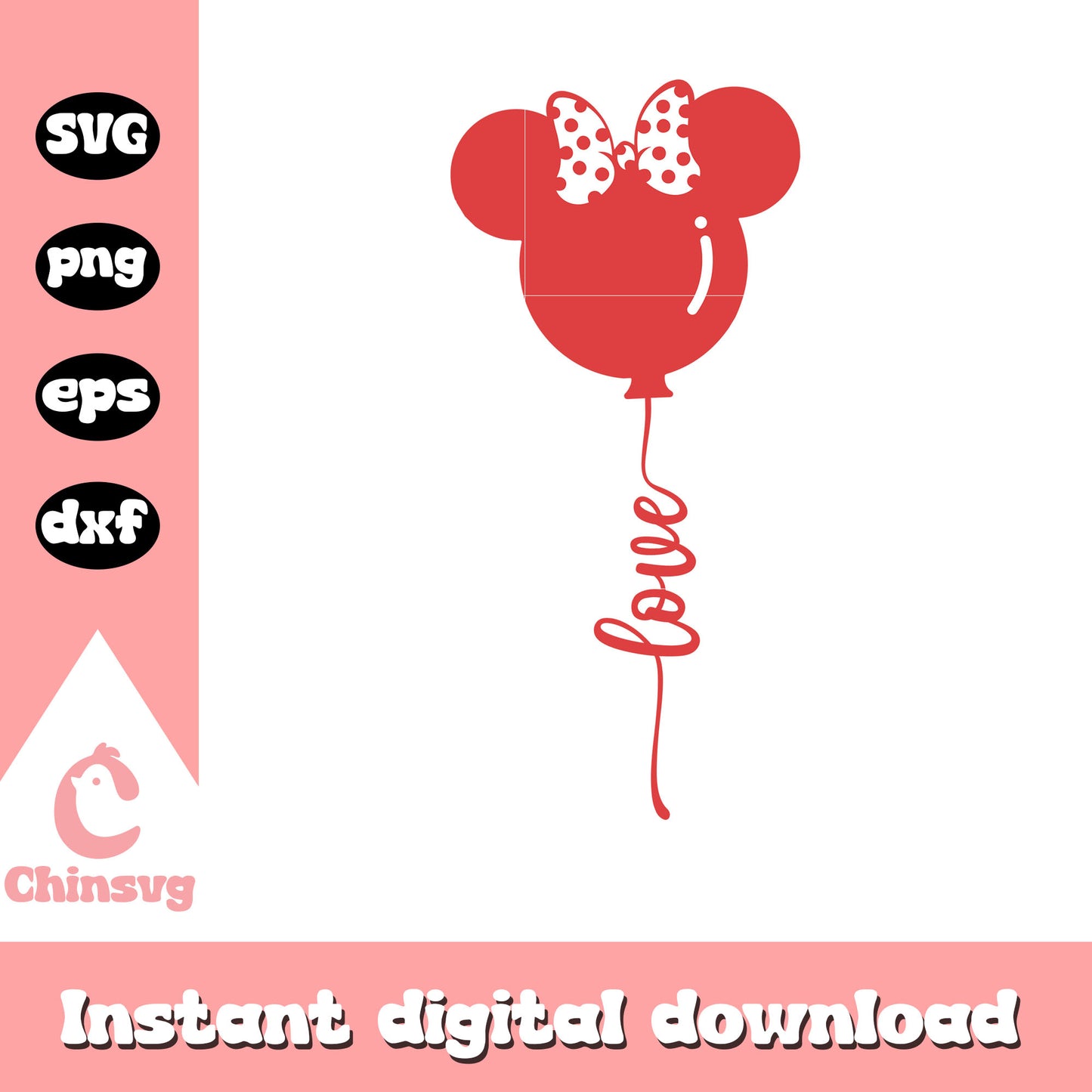 Minnie mouse Love balloon svg, minnie mouse head svg, disney svg