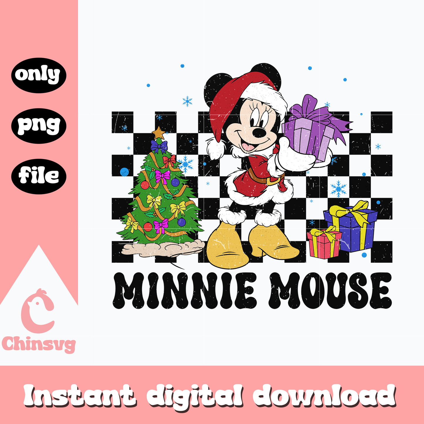 Minnie mouse christmas present png, minnie png, christmas png