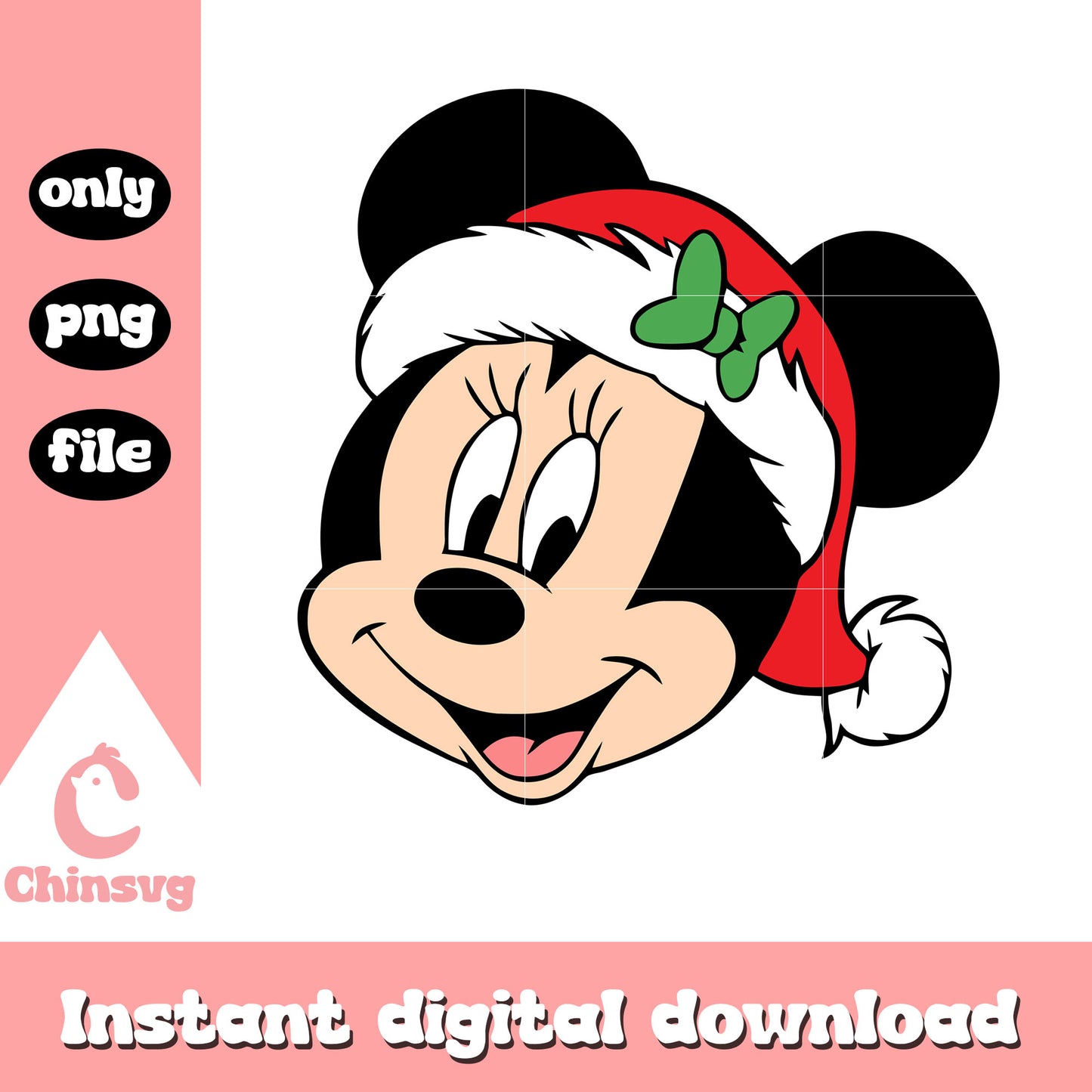 Minnie mouse face santa hat png, christmas minnie mouse png