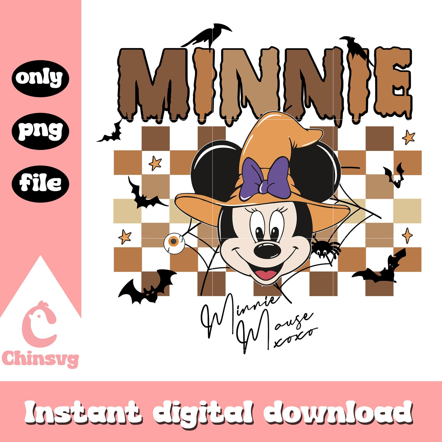 Minnie mouse halloween symbol design png, minnie character png, disney halloween png