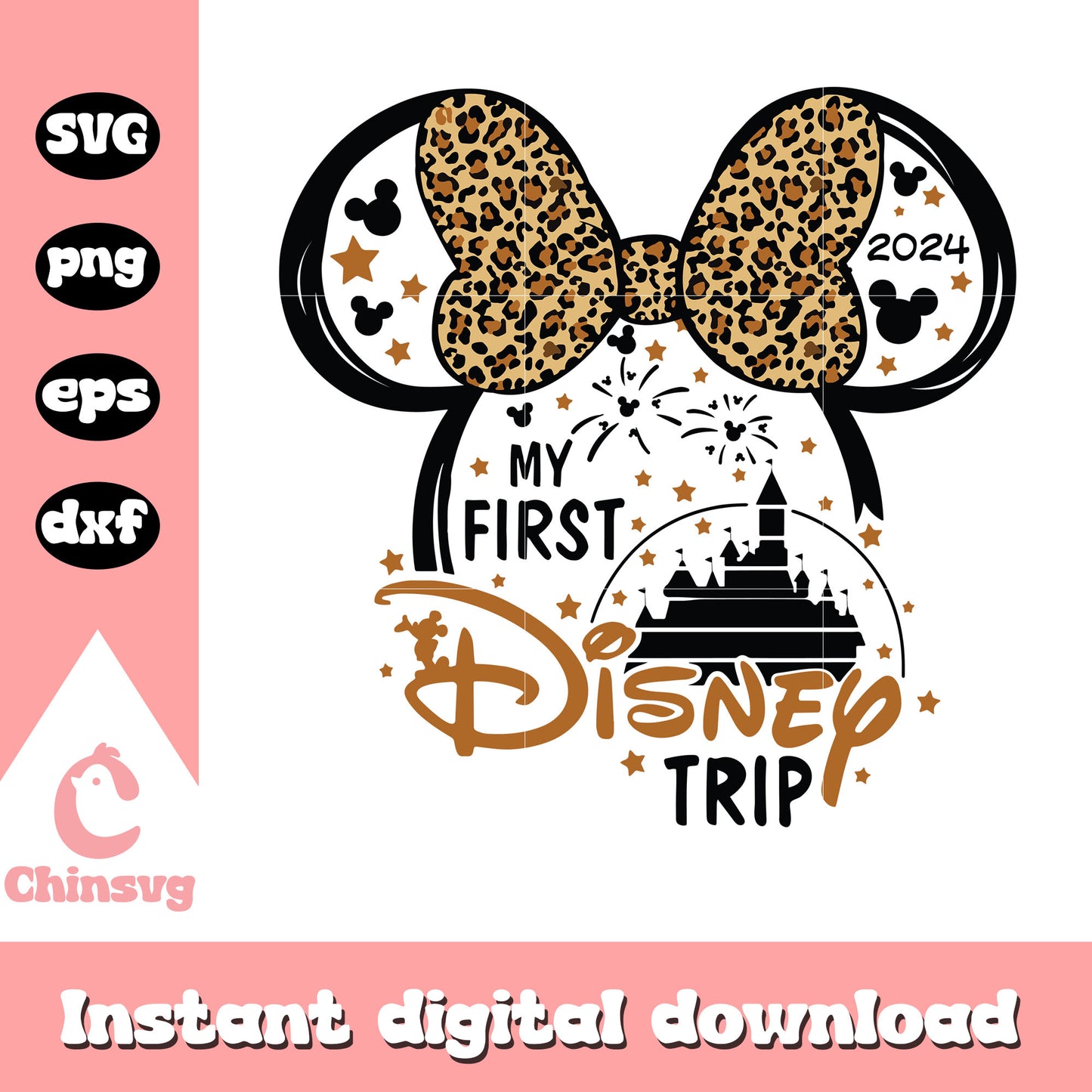 Minnie my first disney trip 2024 svg, minnie mouse ears svg