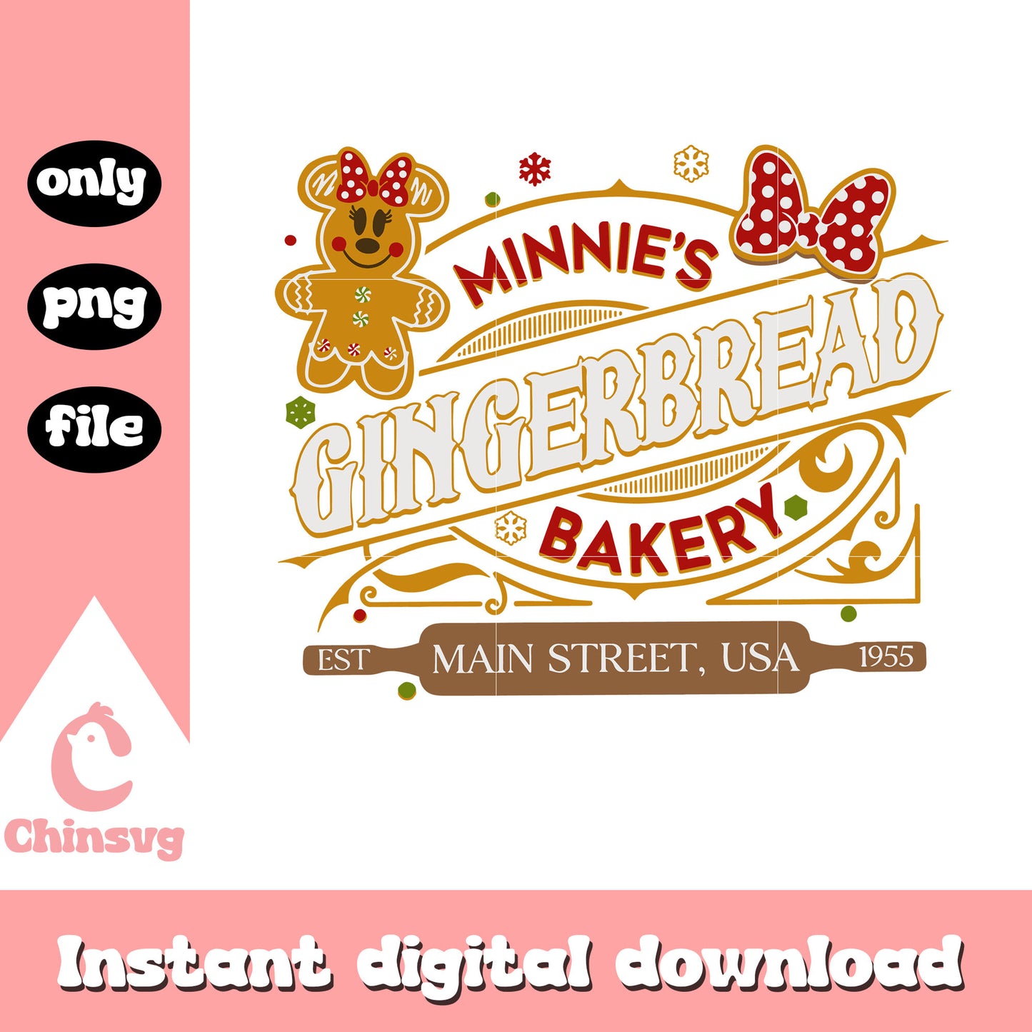 Minnies gingerbread bakery design png, minnie's gingerbread cookies png