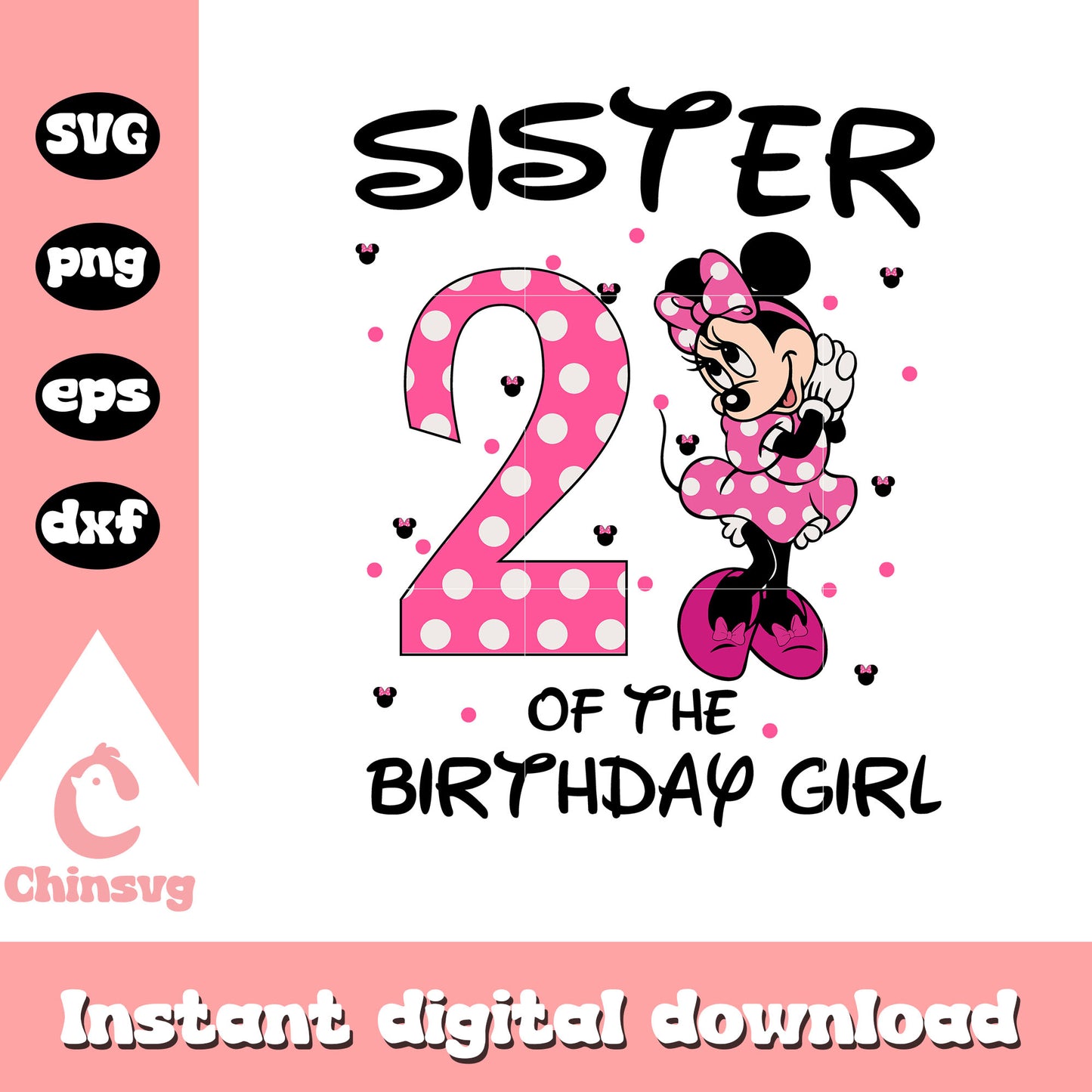 Minnie sister 2nd of the birthday girl svg, minnie mouse birthday svg