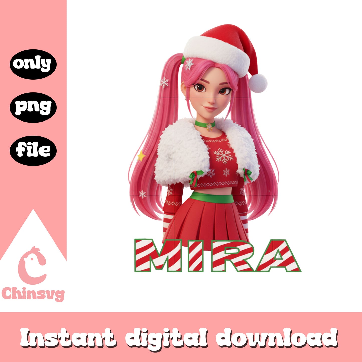 Mira christmas santa claus outfit png, mira kpop demon hunters png