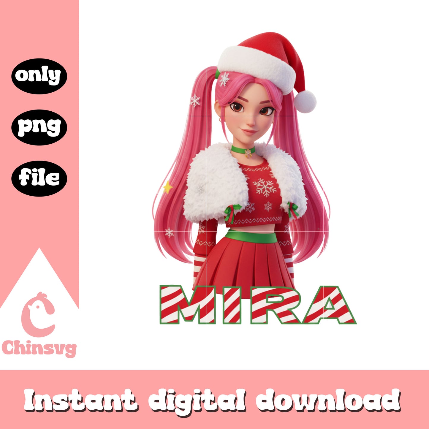 Mira huntrix christmas clothes design png, mira kpop demon hunters png