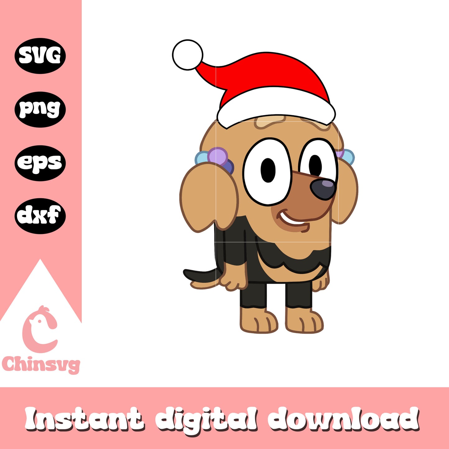 Missy tzuia santa hat christmas design svg, bluey missy svg