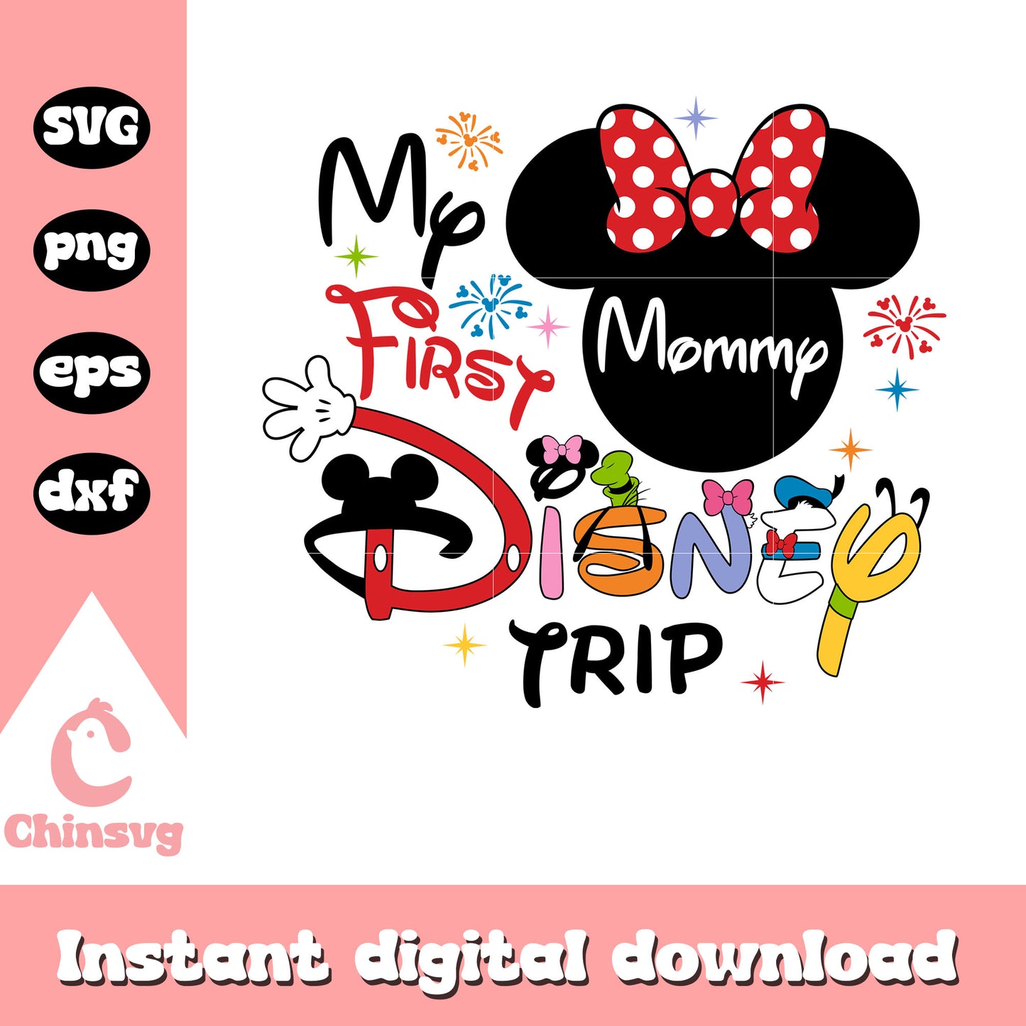 Mommy my first disney trip design svg, minnie mouse head svg